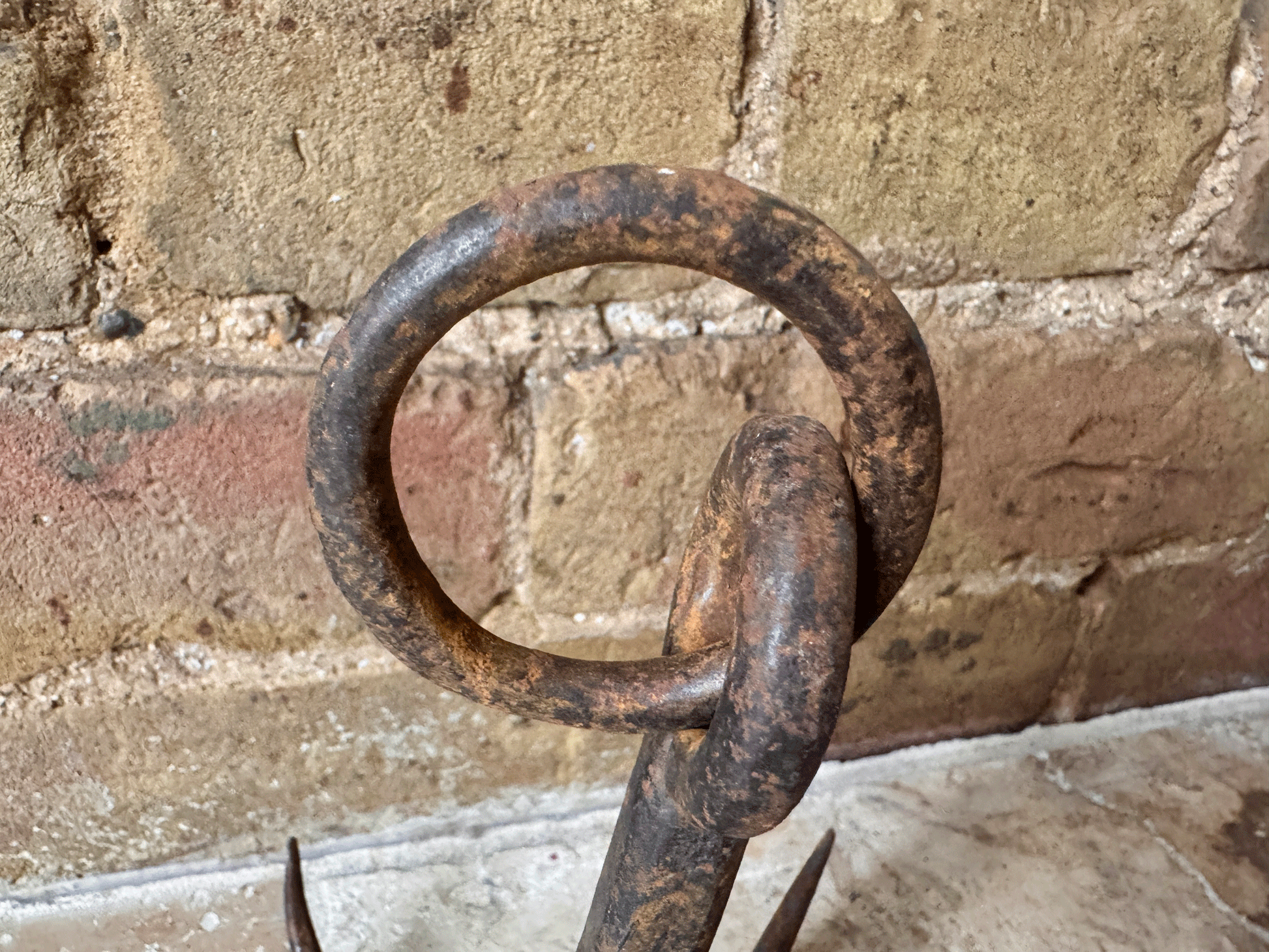 antique french 19th century four pronged grapple butchers hook cast iron industrial farmhouse decor