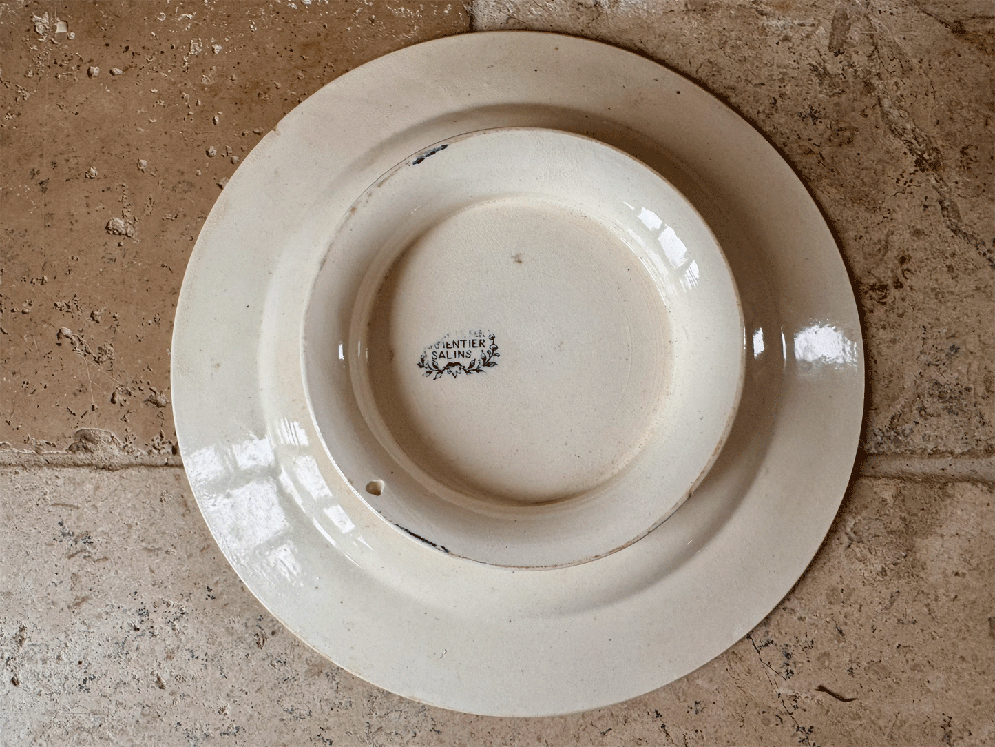 antique early 20th century ironstone terre de fer compote stand dish compotier blue transferware