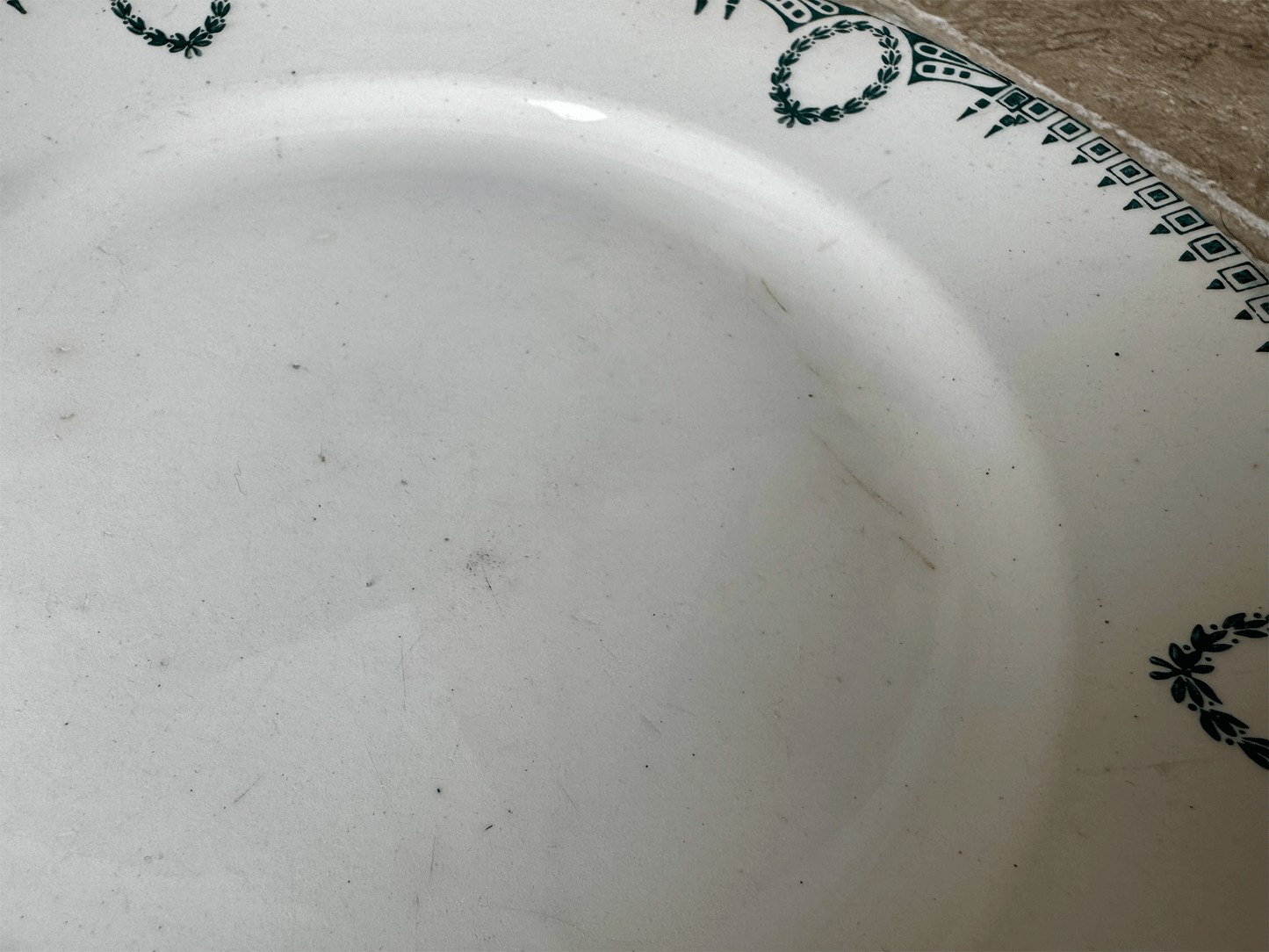 antique french st amand terre de fer ironstone green transferware plate set