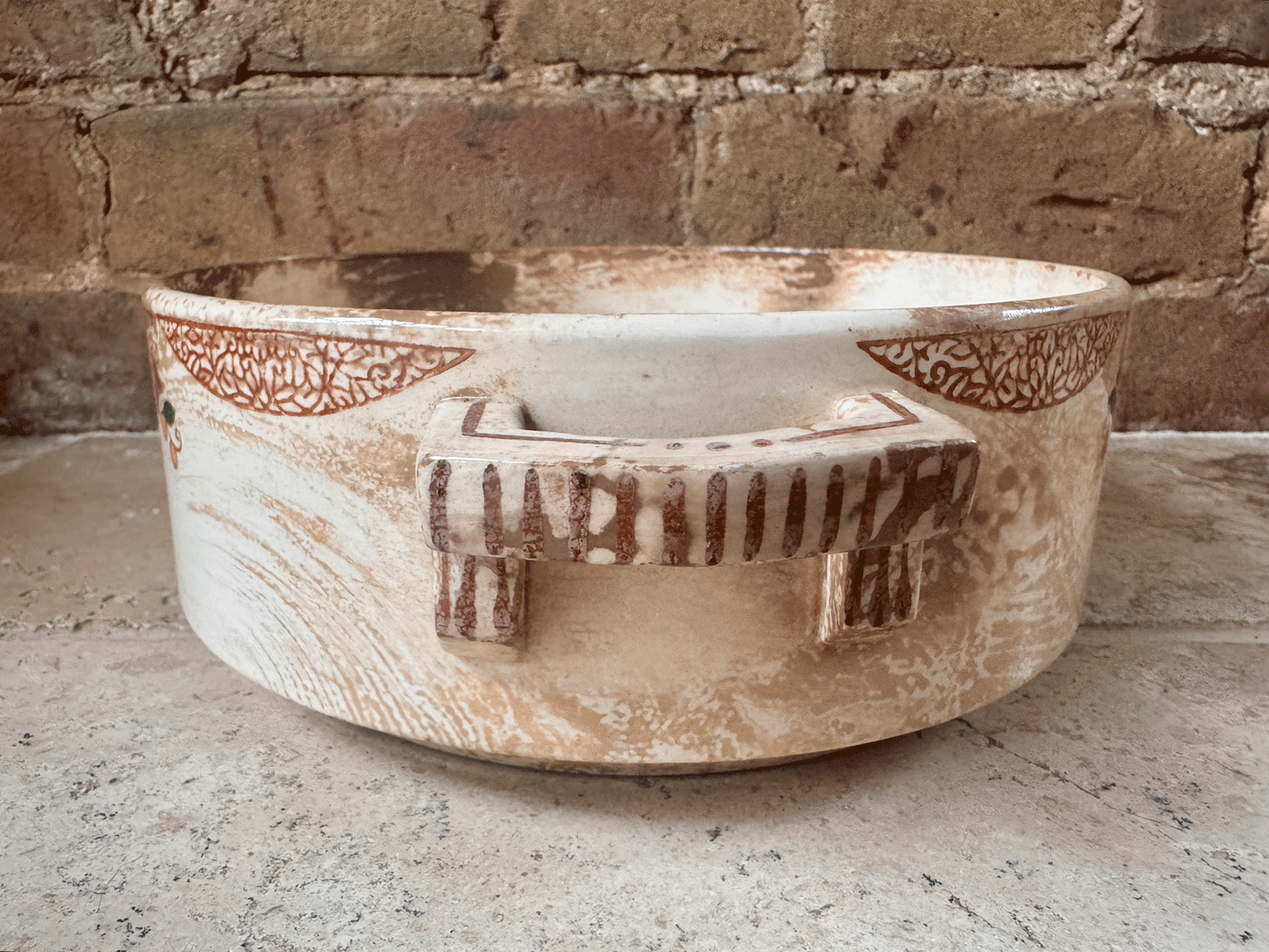 antique stained heavily patinated timeworn aged french terre de fer ironstone tureen soupiere longwy monaco