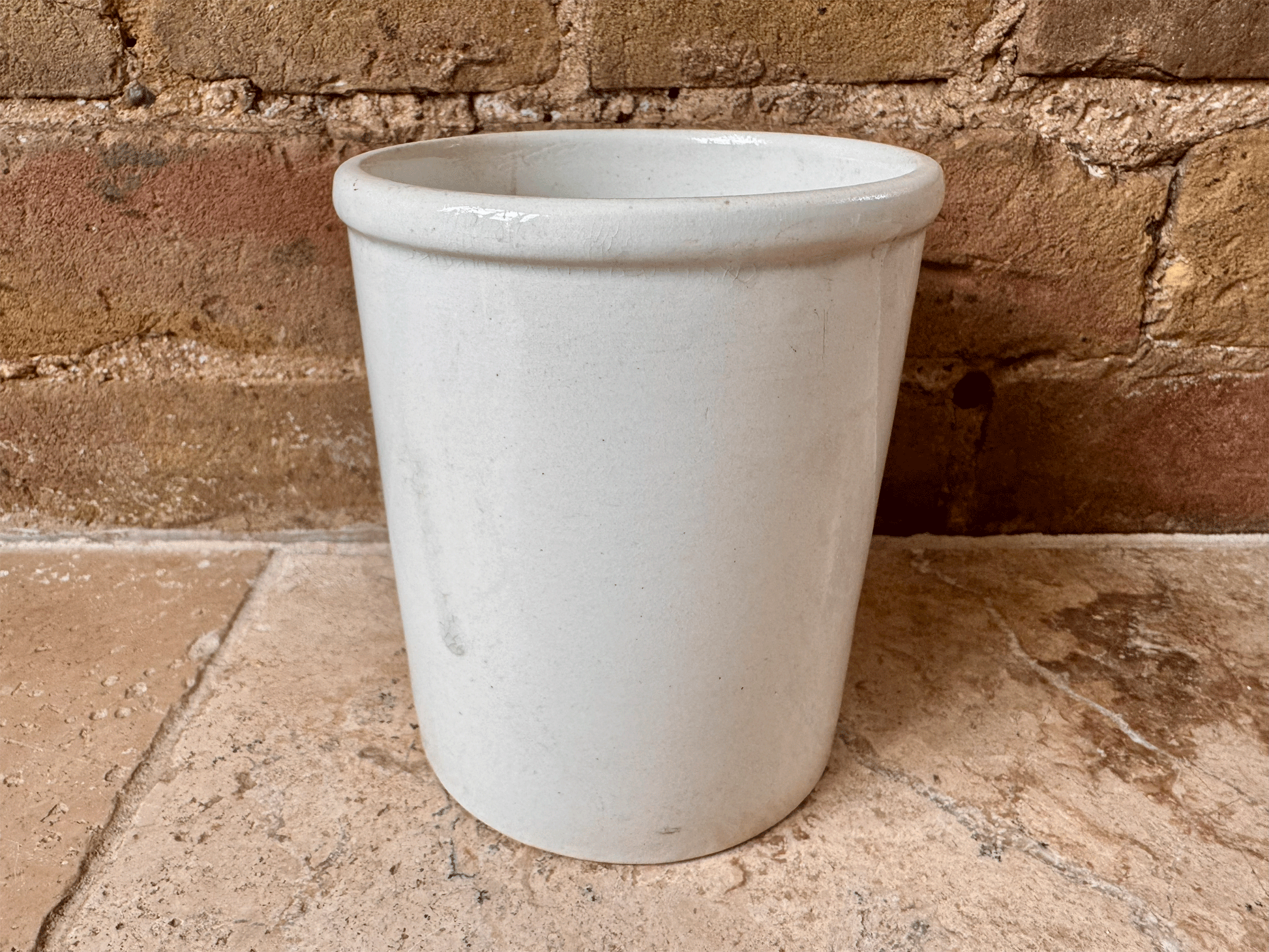 antique french large plain white ironstone terre de fer confiture pot kg luneville