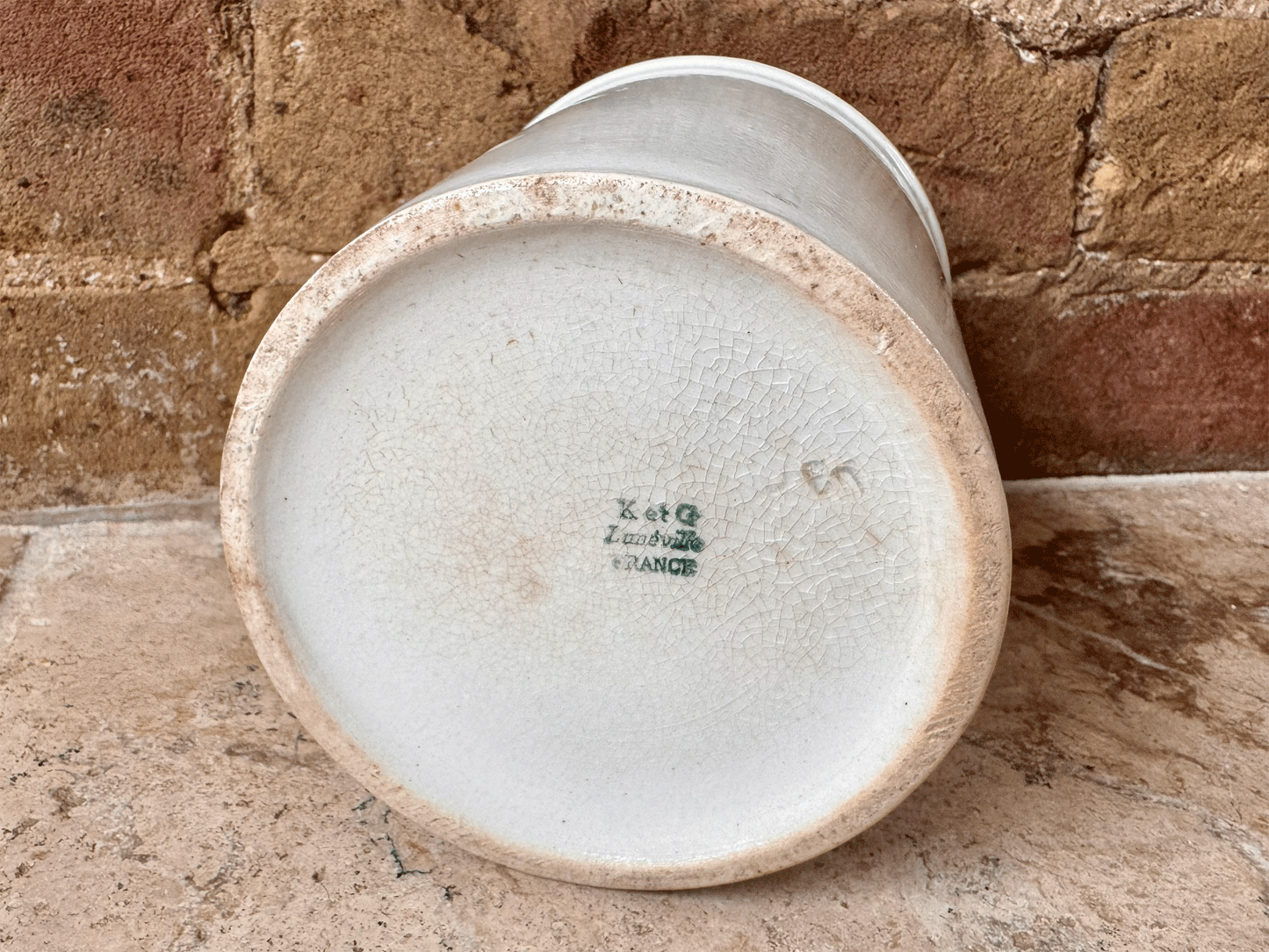 antique french large plain white ironstone terre de fer confiture pot kg luneville