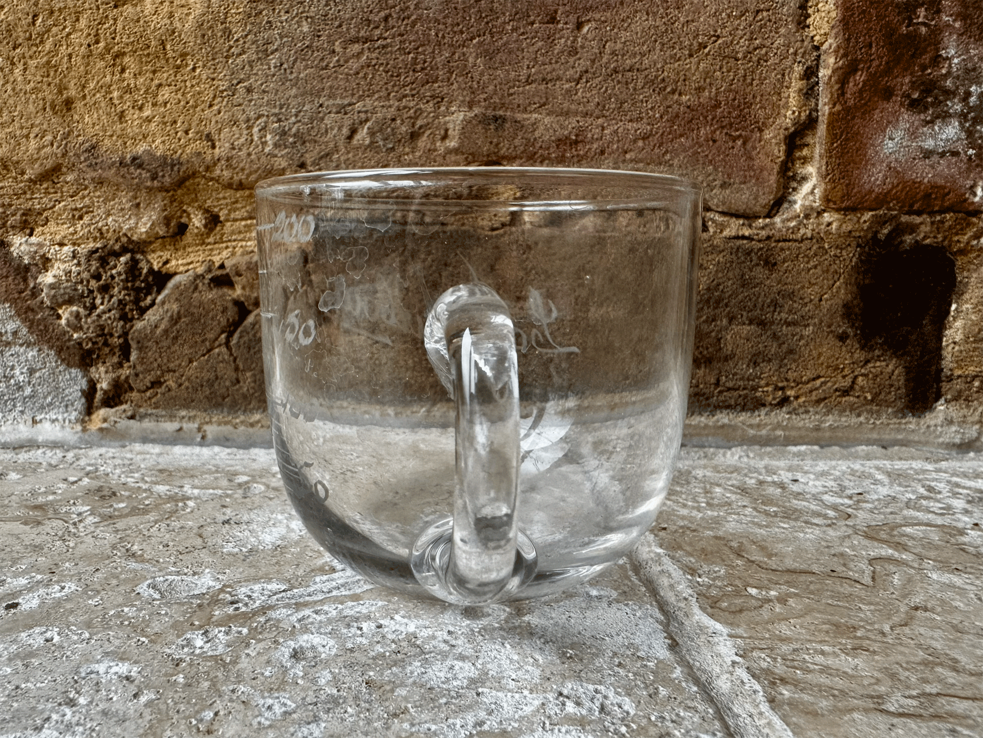 antique vintage french glass measuring cup acid etched souvenir la bourboule