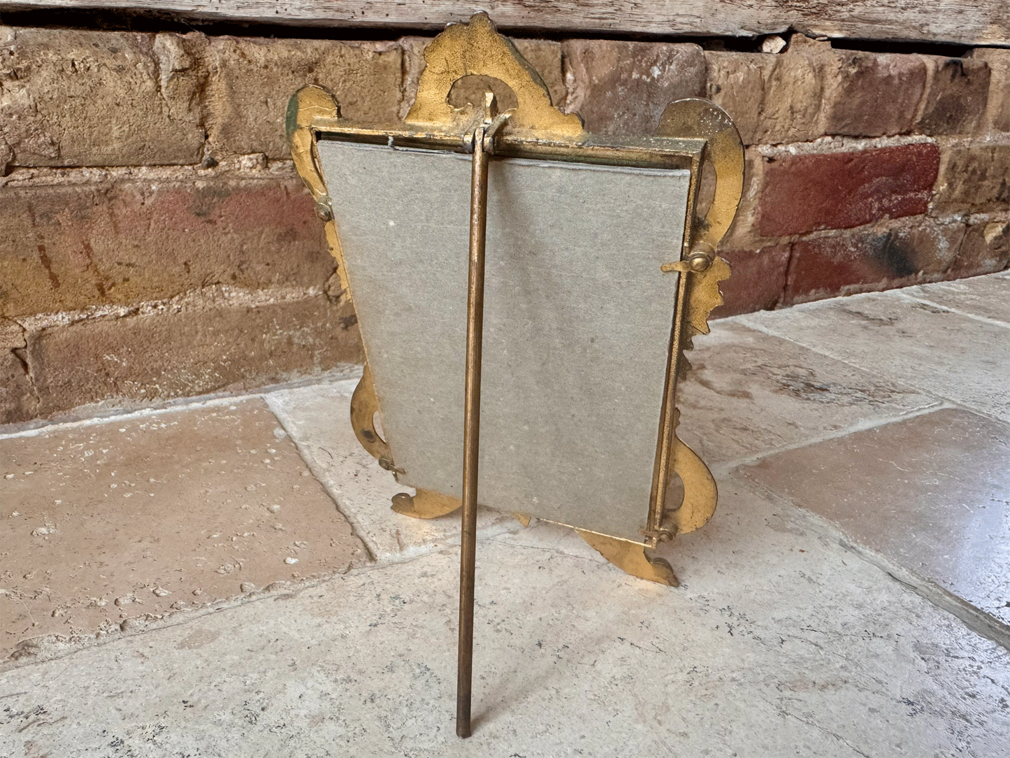 antique french brass photo picture frame decorative cornucopia scrollwork floral wreaths