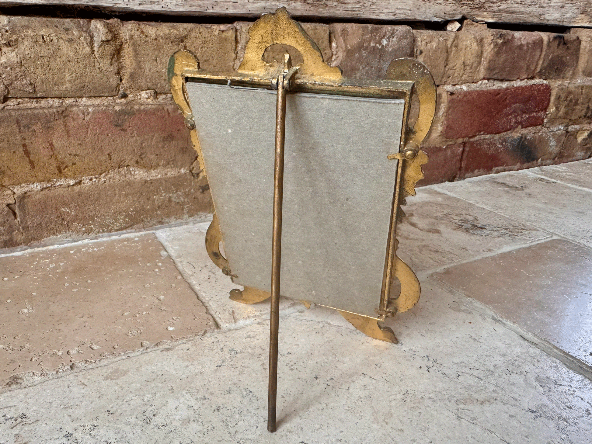 antique french brass photo picture frame decorative cornucopia scrollwork floral wreaths