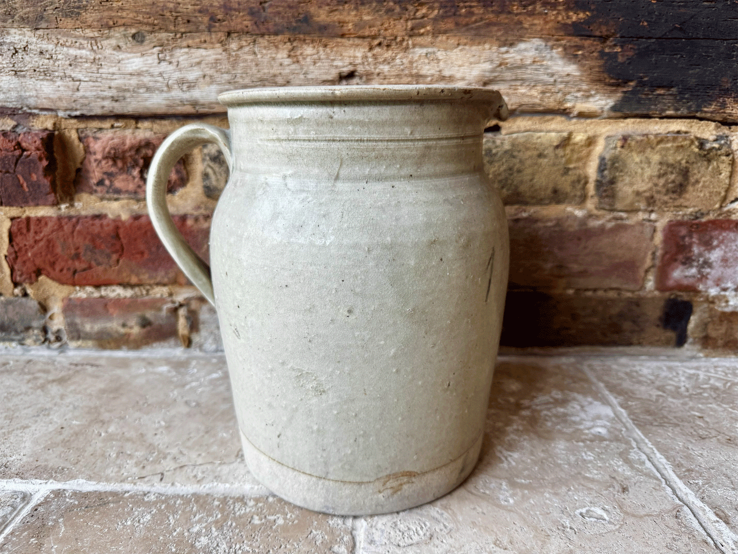 large chunky antique french rustic 19th century stoneware preserving confit jar