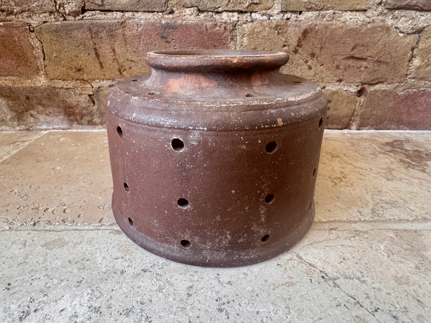 large antique french rustic pierced cheese drainer mould faisselle