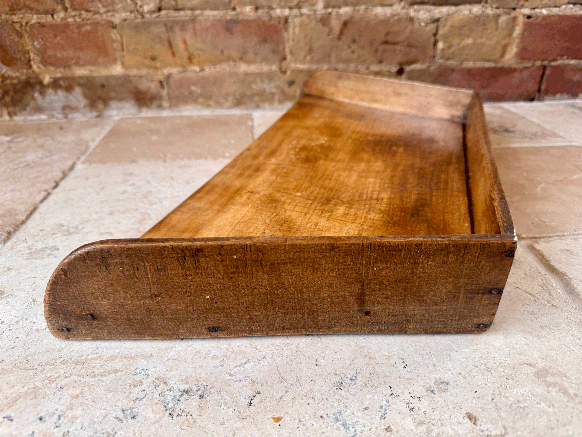 large antique french 19th century herb oak herb cutting chopping board sloped