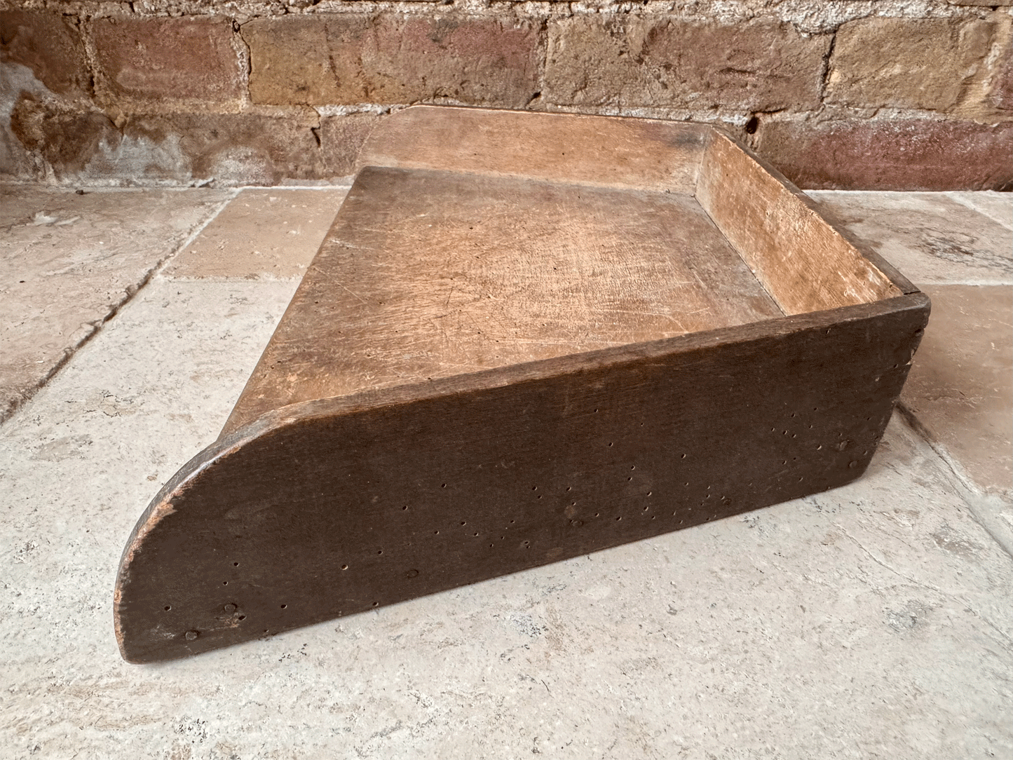 antique 19th century french large oak treen wooden chopping block cutting bread herb board