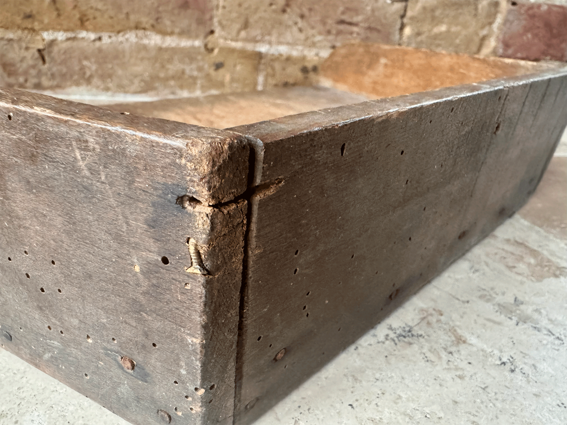 antique 19th century french large oak treen wooden chopping block cutting bread herb board