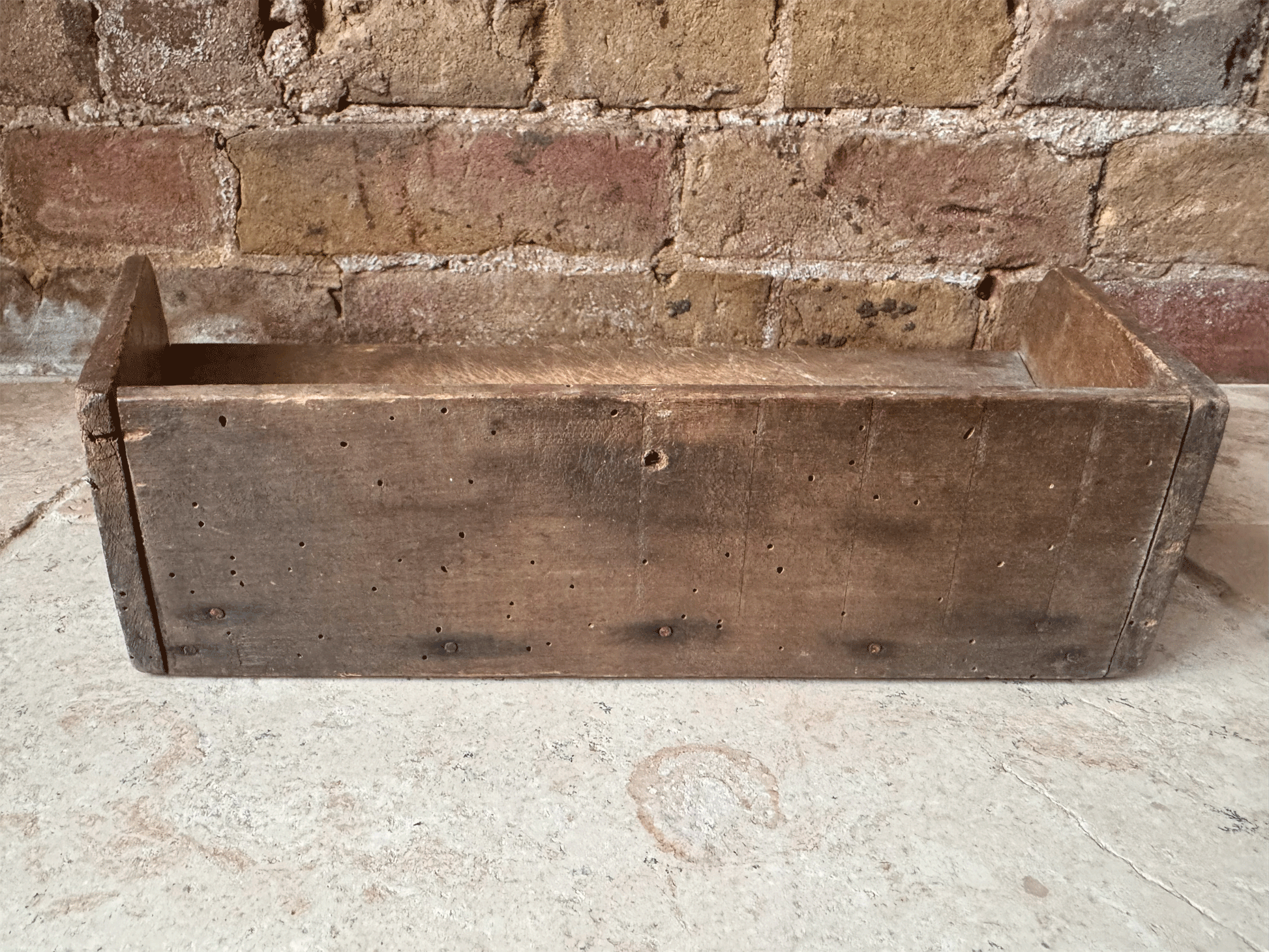 antique 19th century french large oak treen wooden chopping block cutting bread herb board