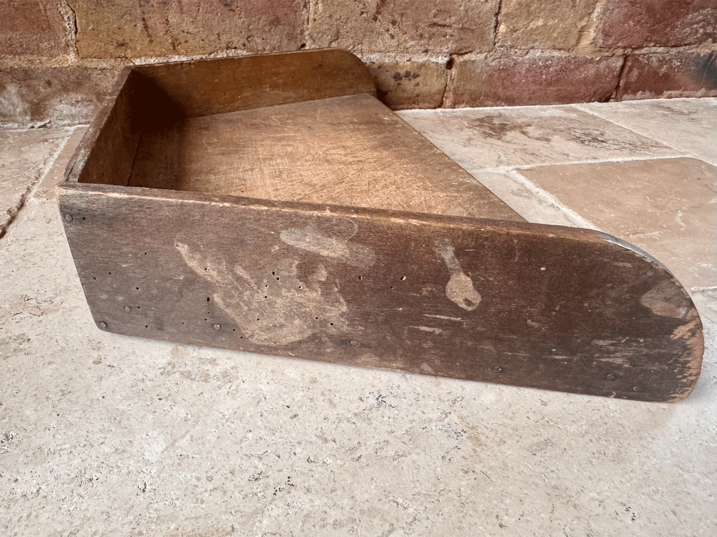 antique 19th century french large oak treen wooden chopping block cutting bread herb board