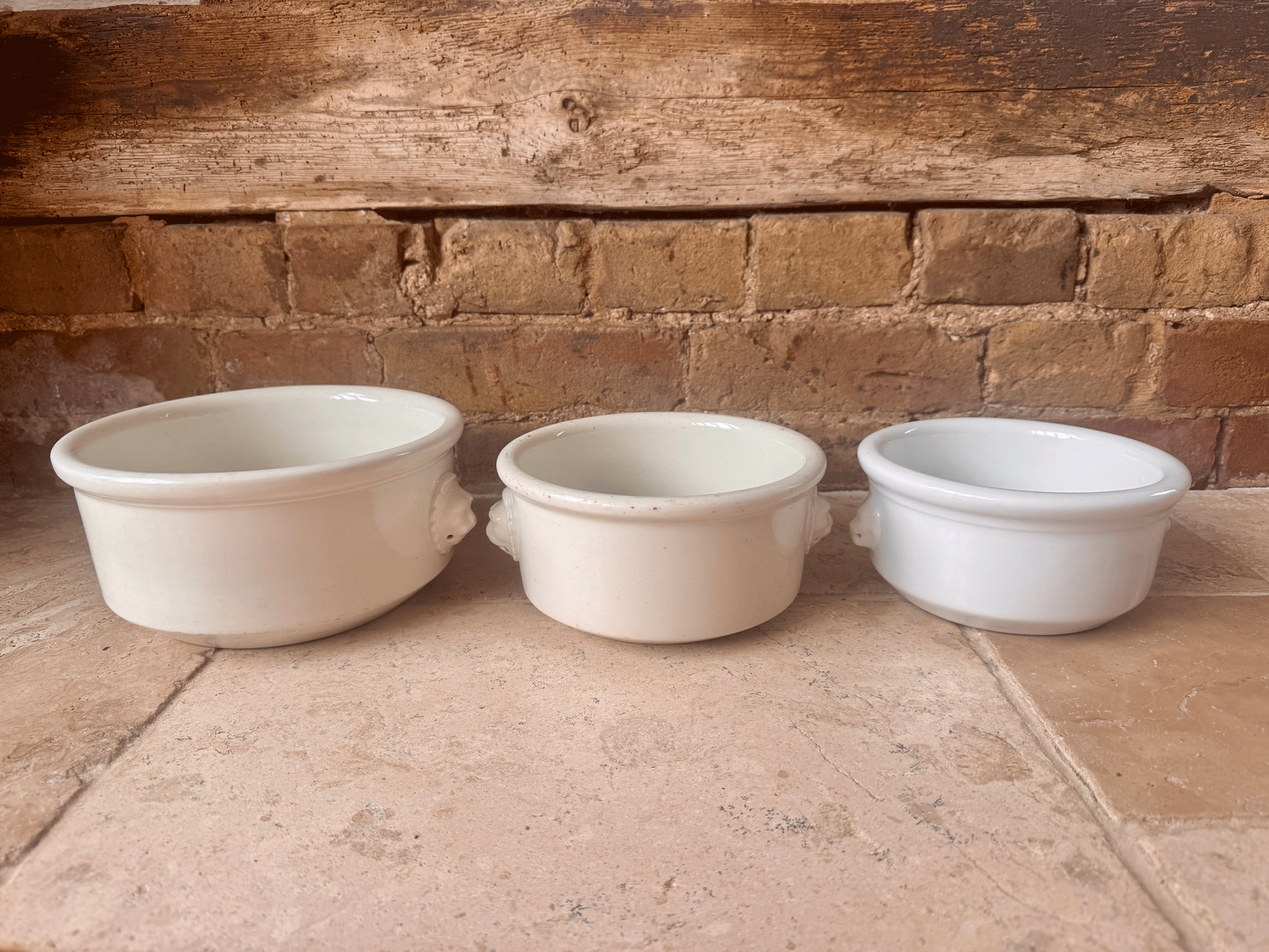 antique french large heavy plain white ironstone mixing bowl decorative planter cp co mehun