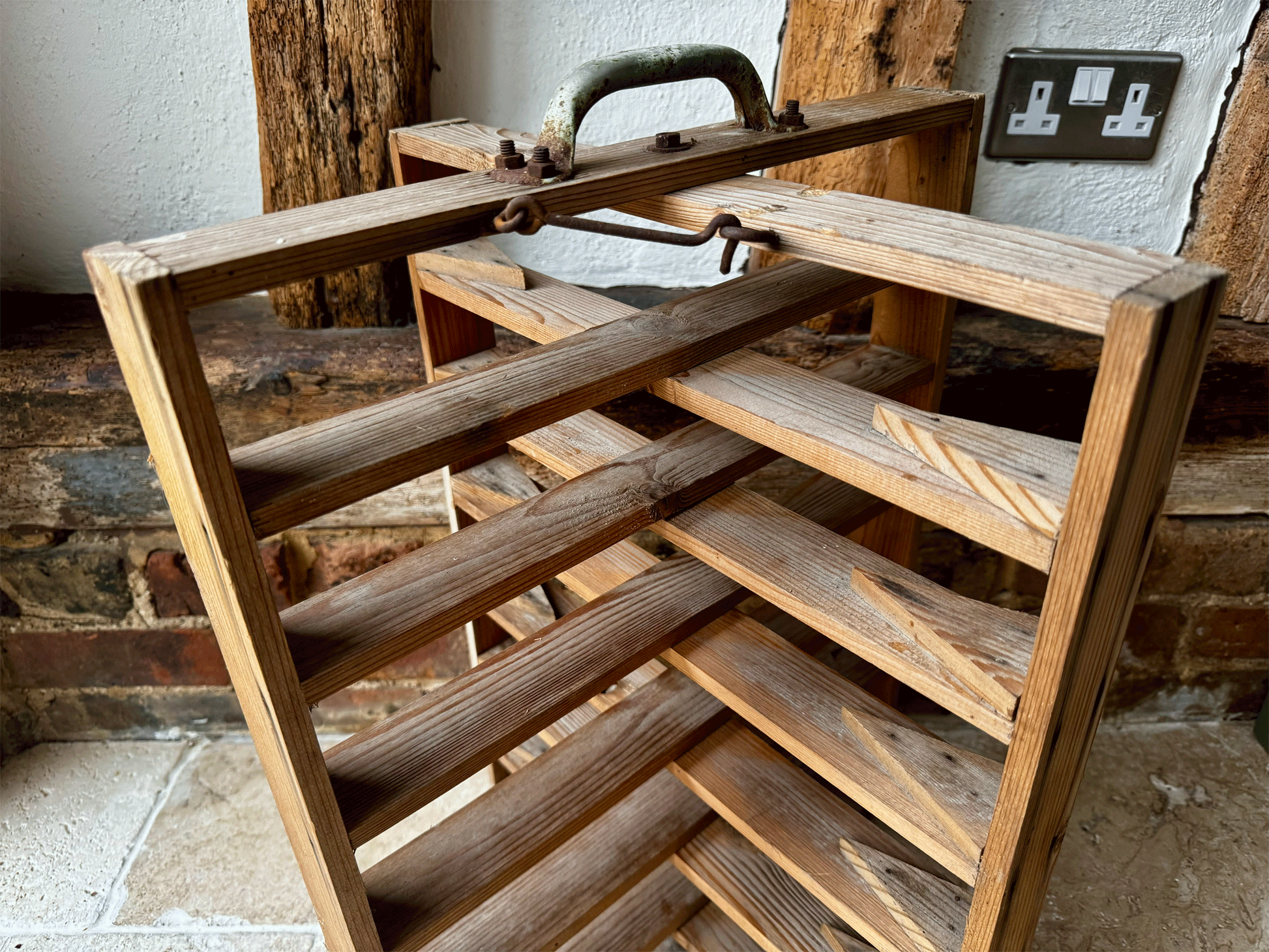 rare antique french large wooden boulangerie cake tart pie cooling rack plate display stand