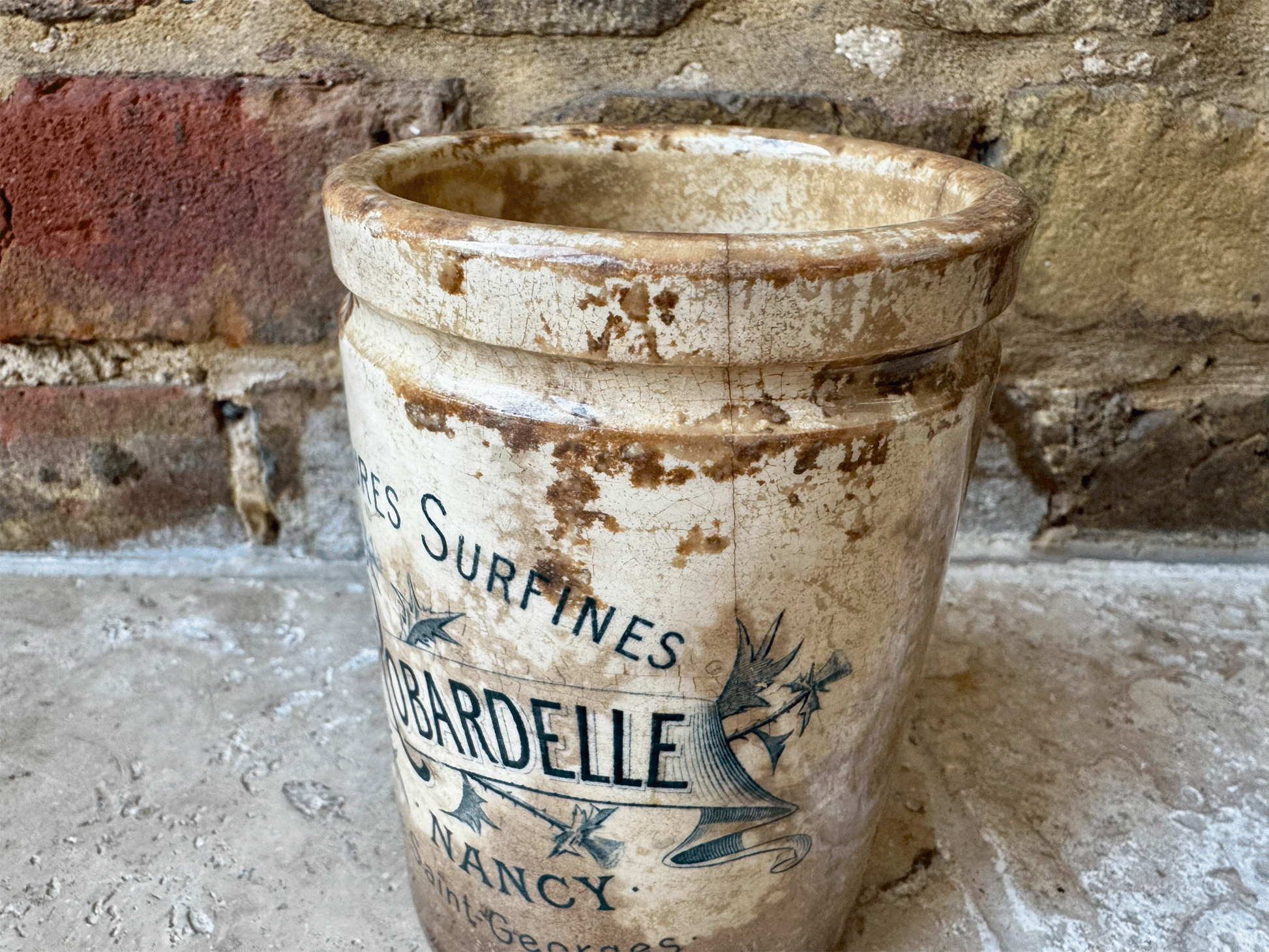 rare large two pound ironstone french advertising confiture pot ch robardelle nancy