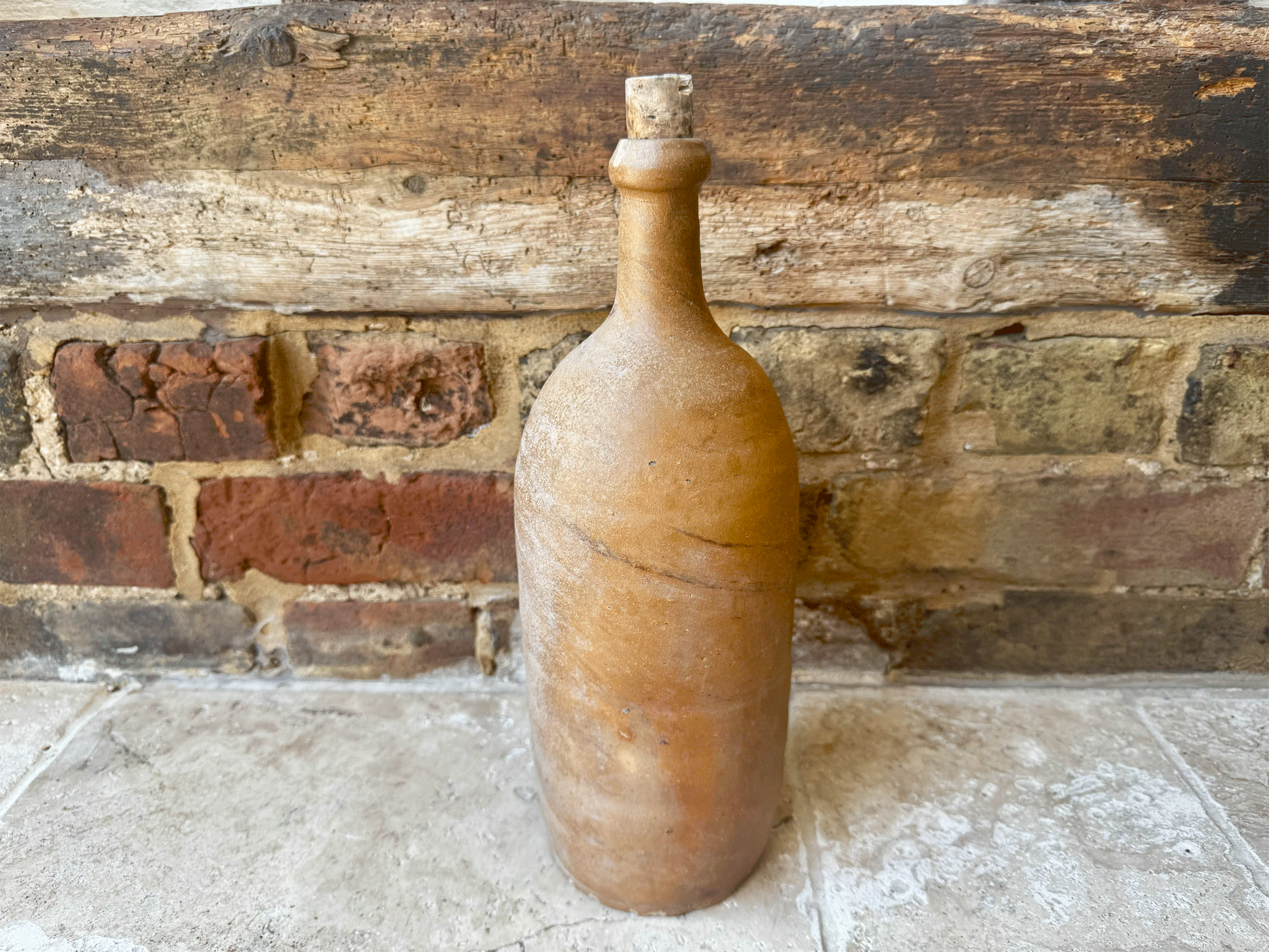 rustic antique french large stoneware oil vinegar wine bottle country decor 