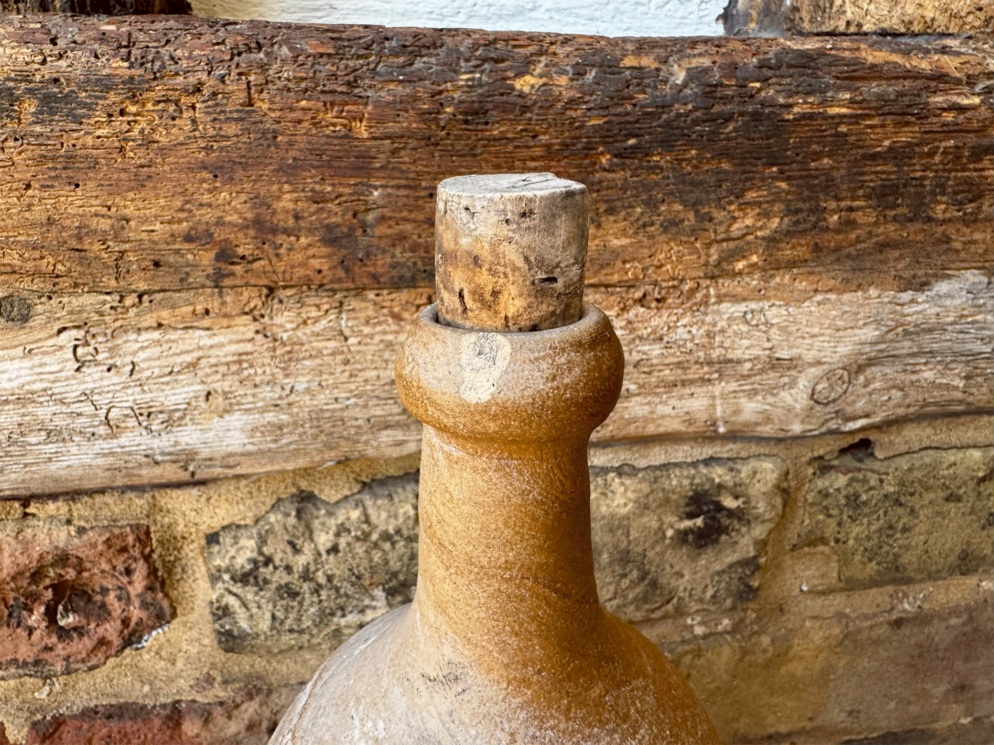 rustic antique french large stoneware oil vinegar wine bottle country decor 