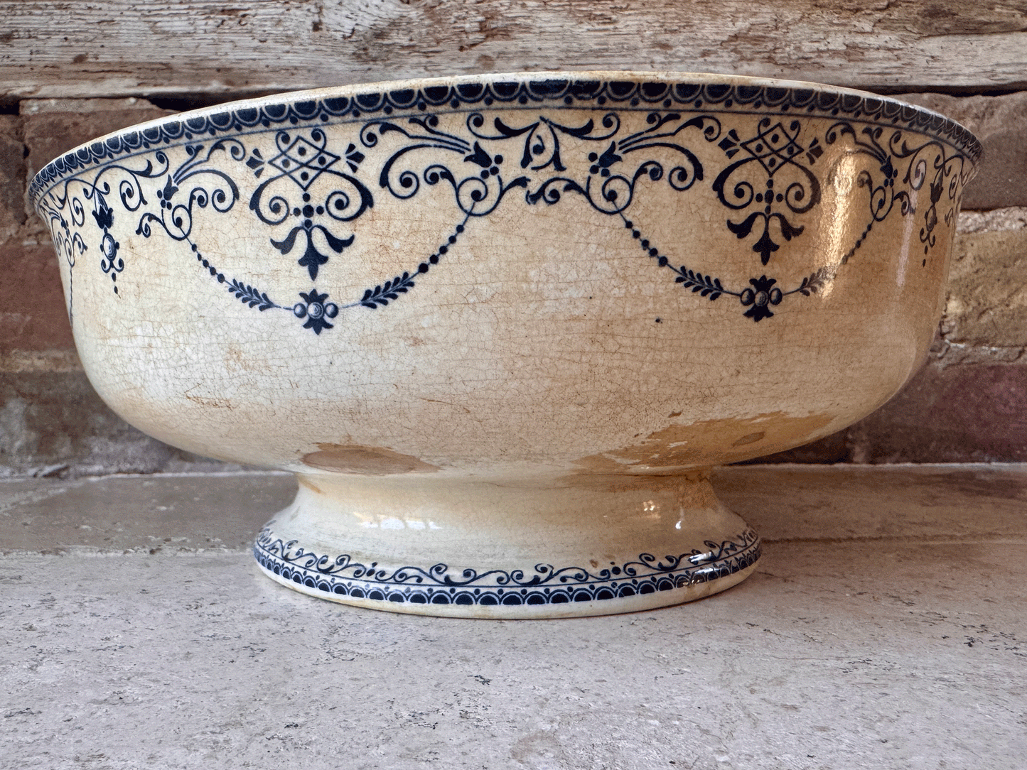 large antique french pottery ironstone terre de fer saladier salad bowl h boulenger choisy le roi