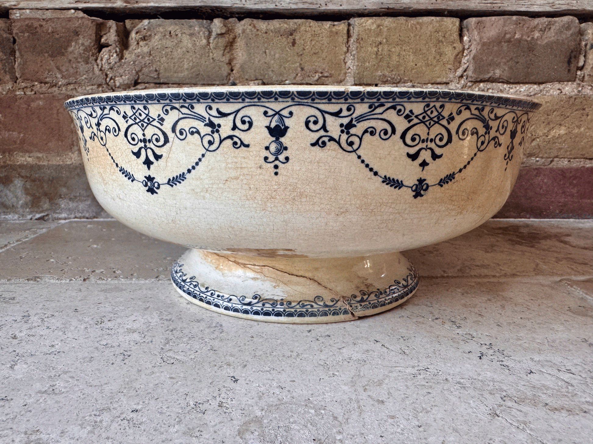 large antique french pottery ironstone terre de fer saladier salad bowl h boulenger choisy le roi