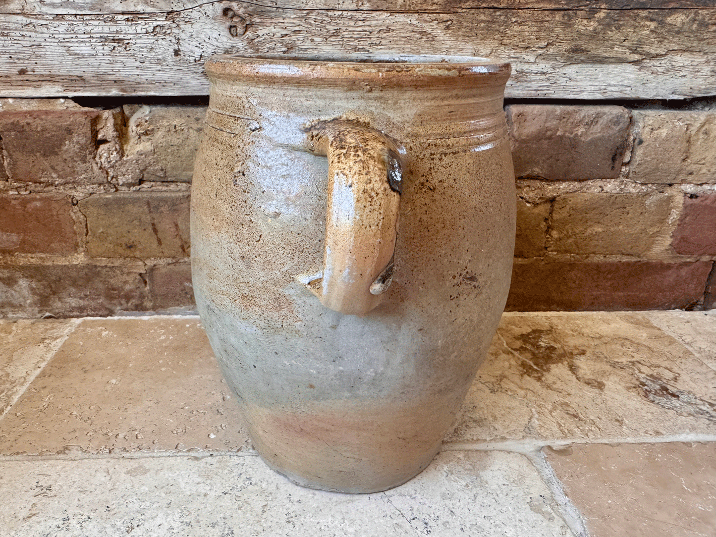 antique french large stoneware terracotta confit pot planter decorative vase