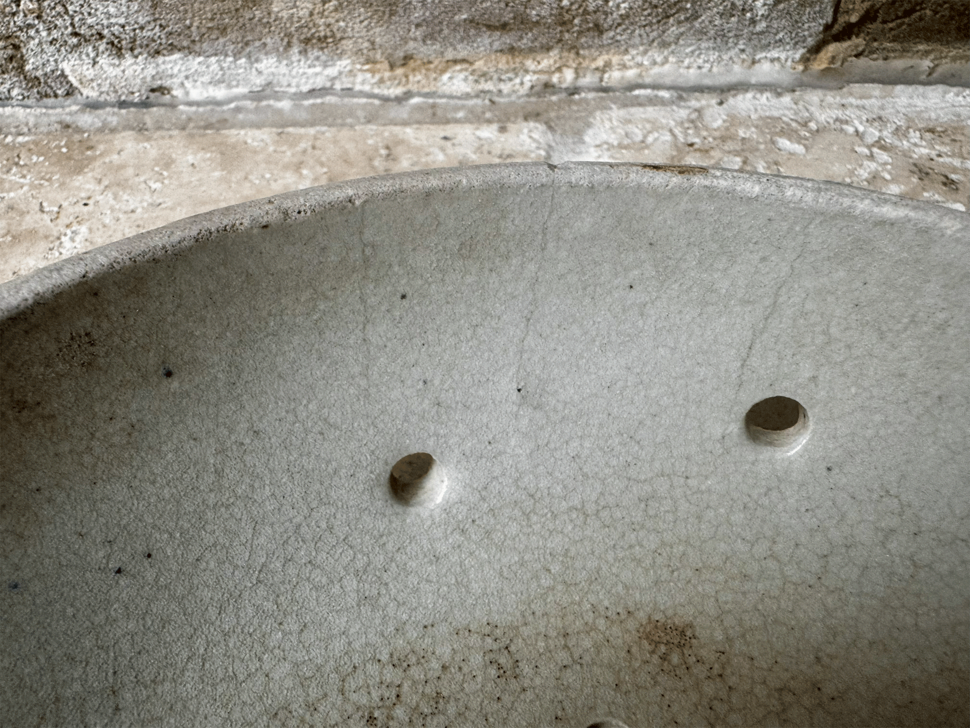 antique french stoneware rustic berry bowl pierced strainer drainer