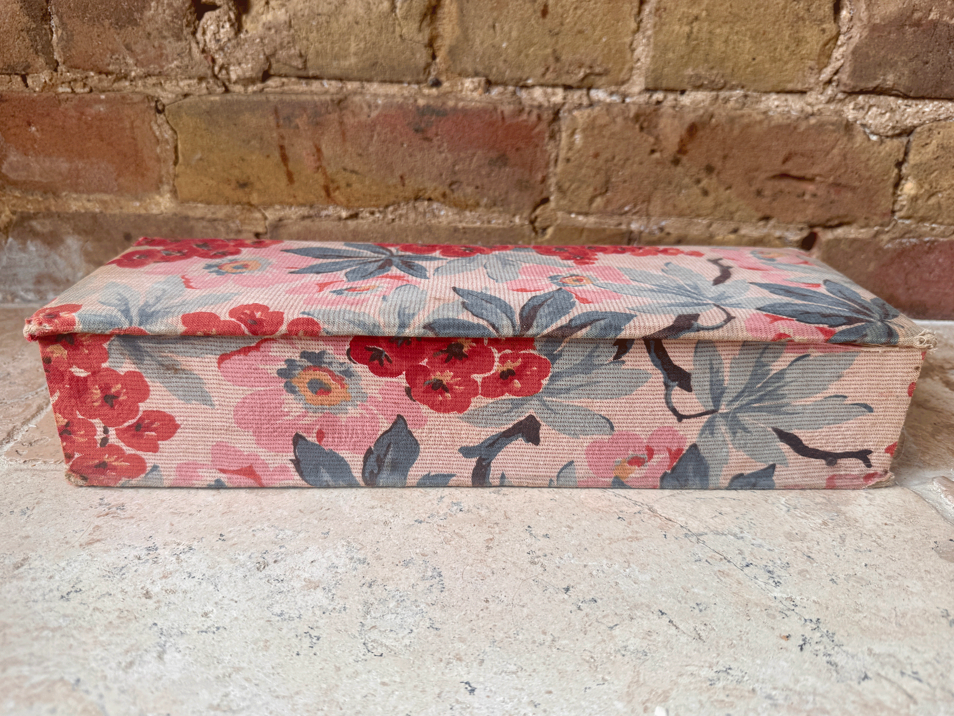 antique french fabric covered boudoir glove box haberdashery sewing samaritaine paris