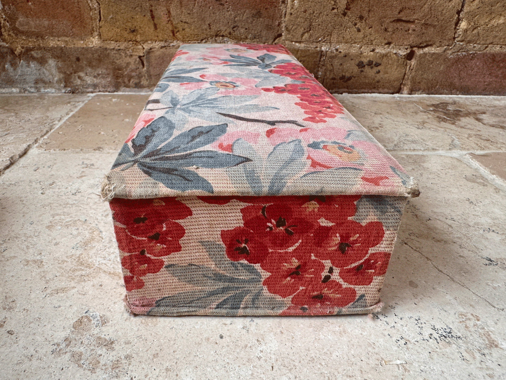 antique french fabric covered boudoir glove box haberdashery sewing samaritaine paris