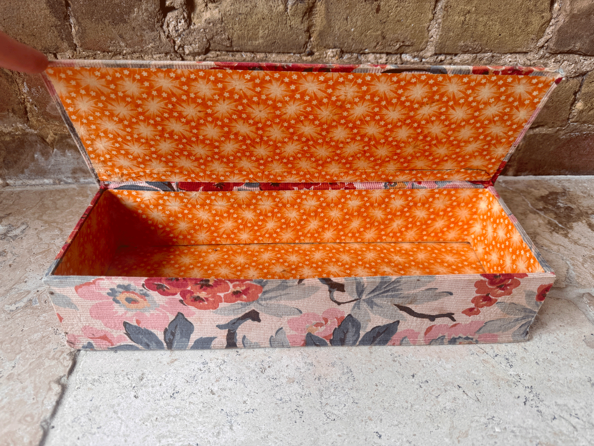 antique french fabric covered boudoir glove box haberdashery sewing samaritaine paris
