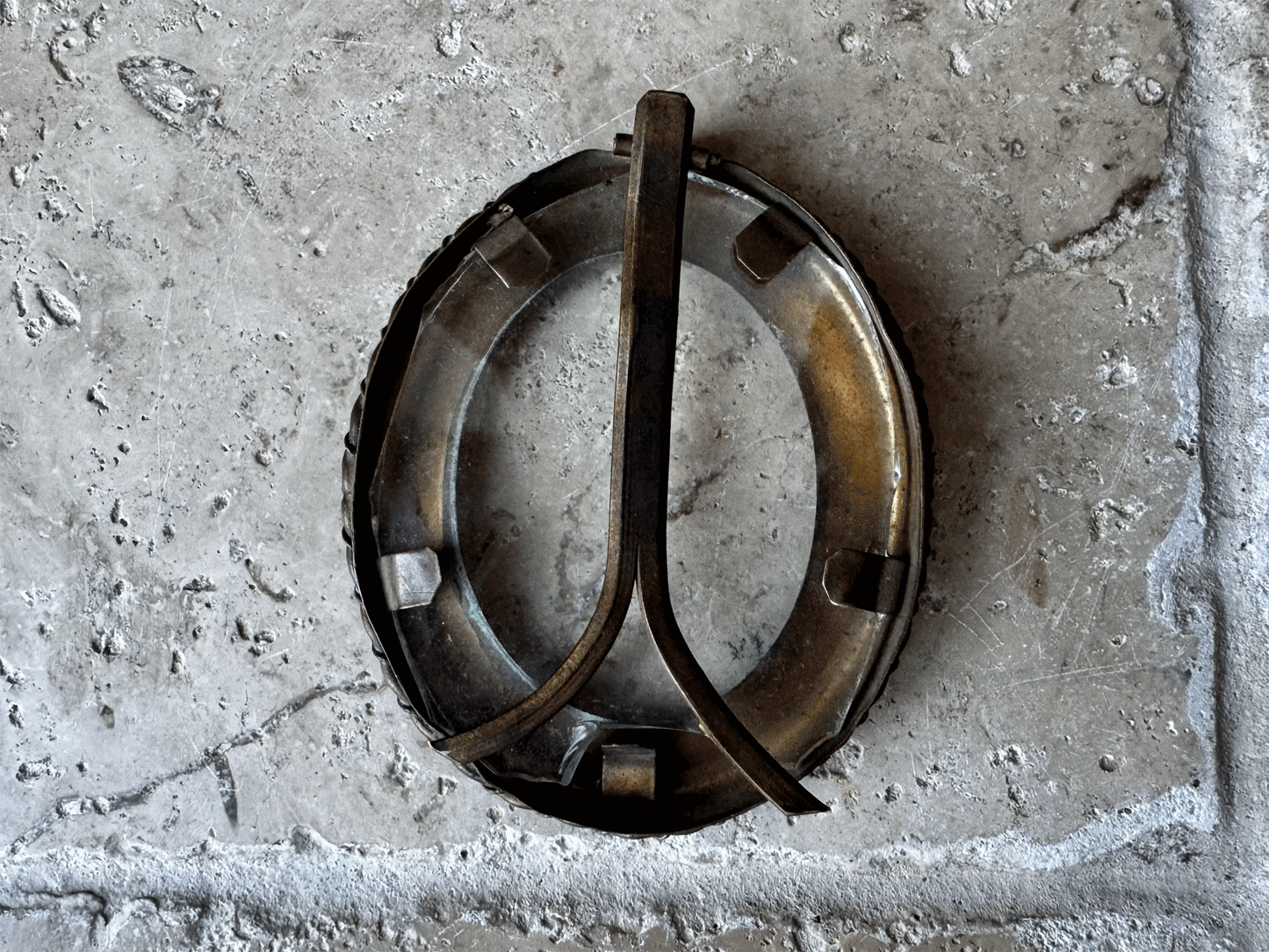 small antique french miniature oval brass easel picture frame