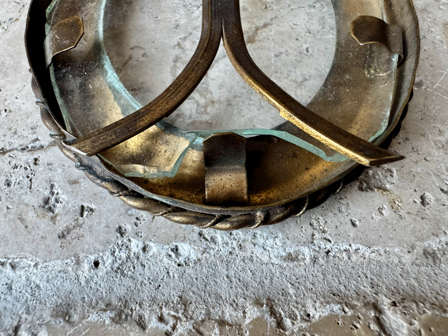 small antique french miniature oval brass easel picture frame