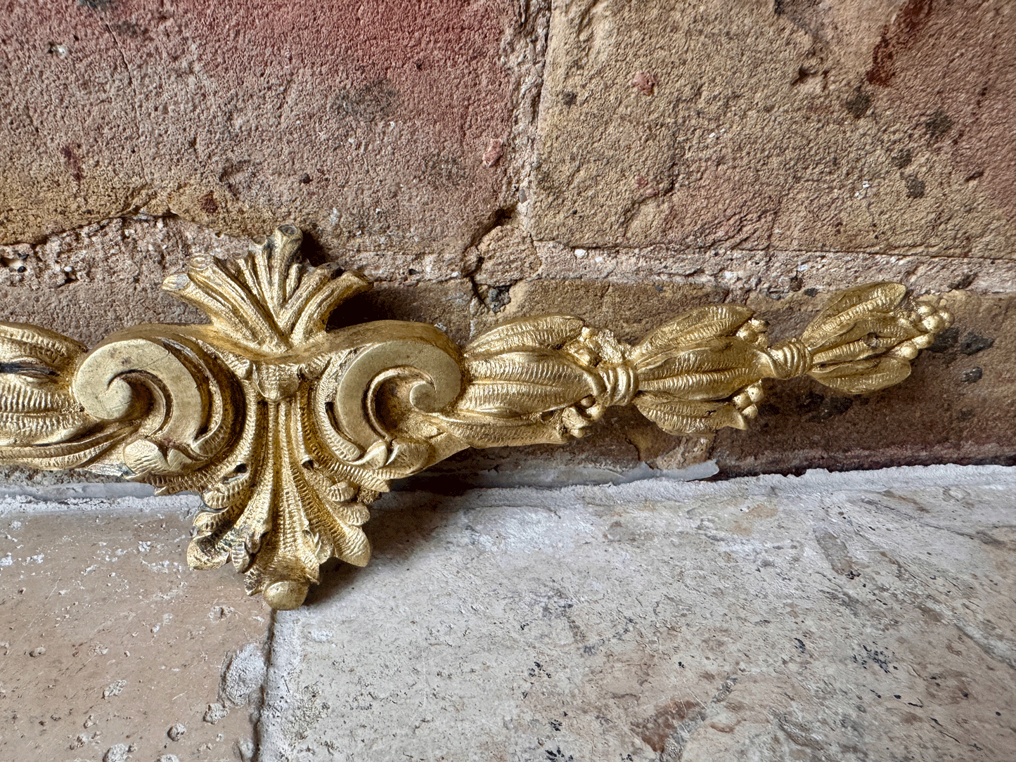 antique french ormolu brass furniture pediment wall hanging plaque decorative