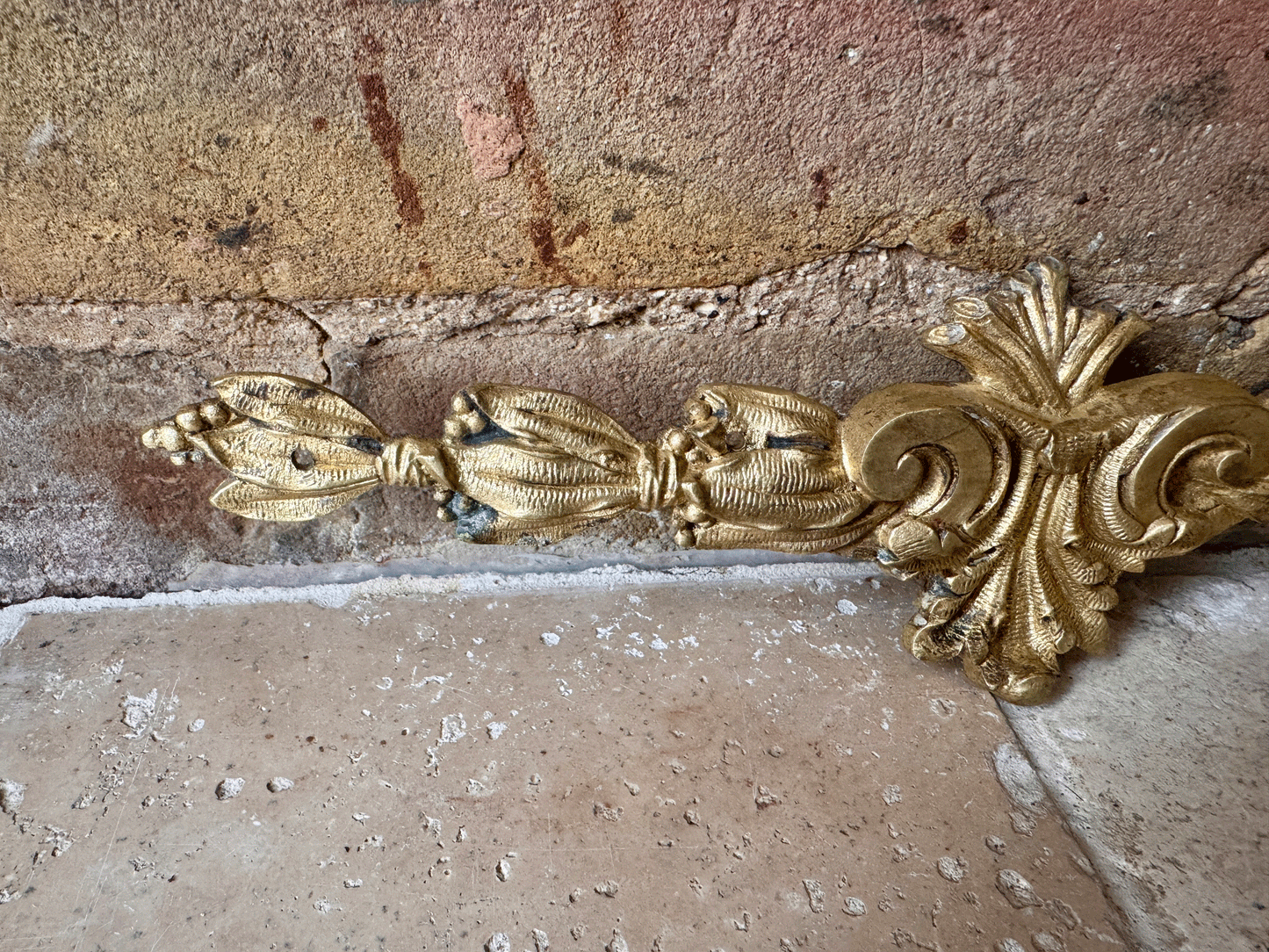 antique french ormolu brass furniture pediment wall hanging plaque decorative