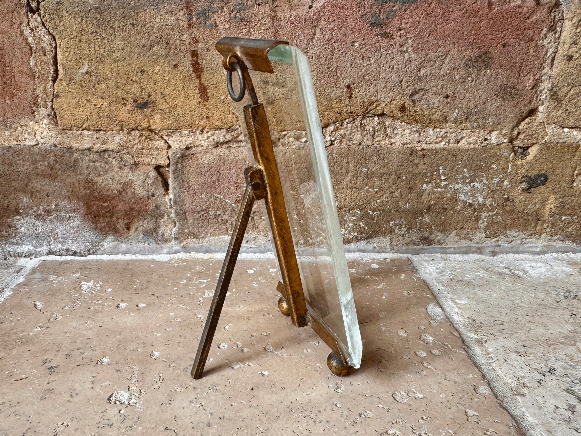 antique french bevel edged glass ormolu easel backed photo picture frame art nouveau napoleon iii style