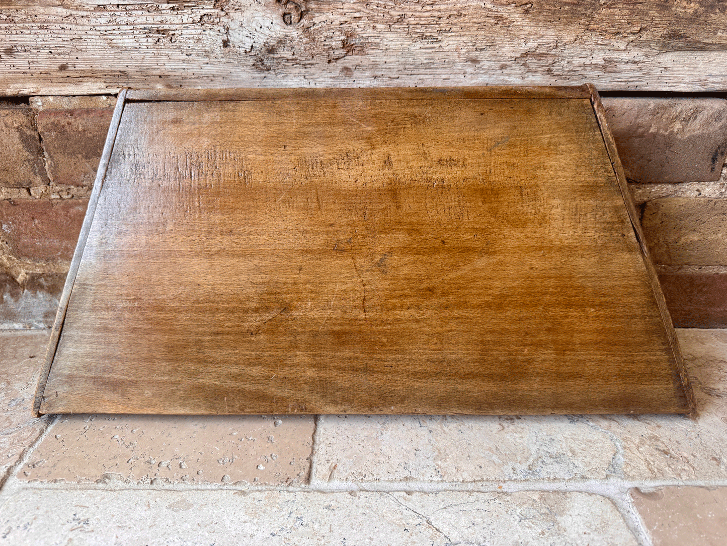 large antique french 19th century herb oak herb cutting chopping board sloped