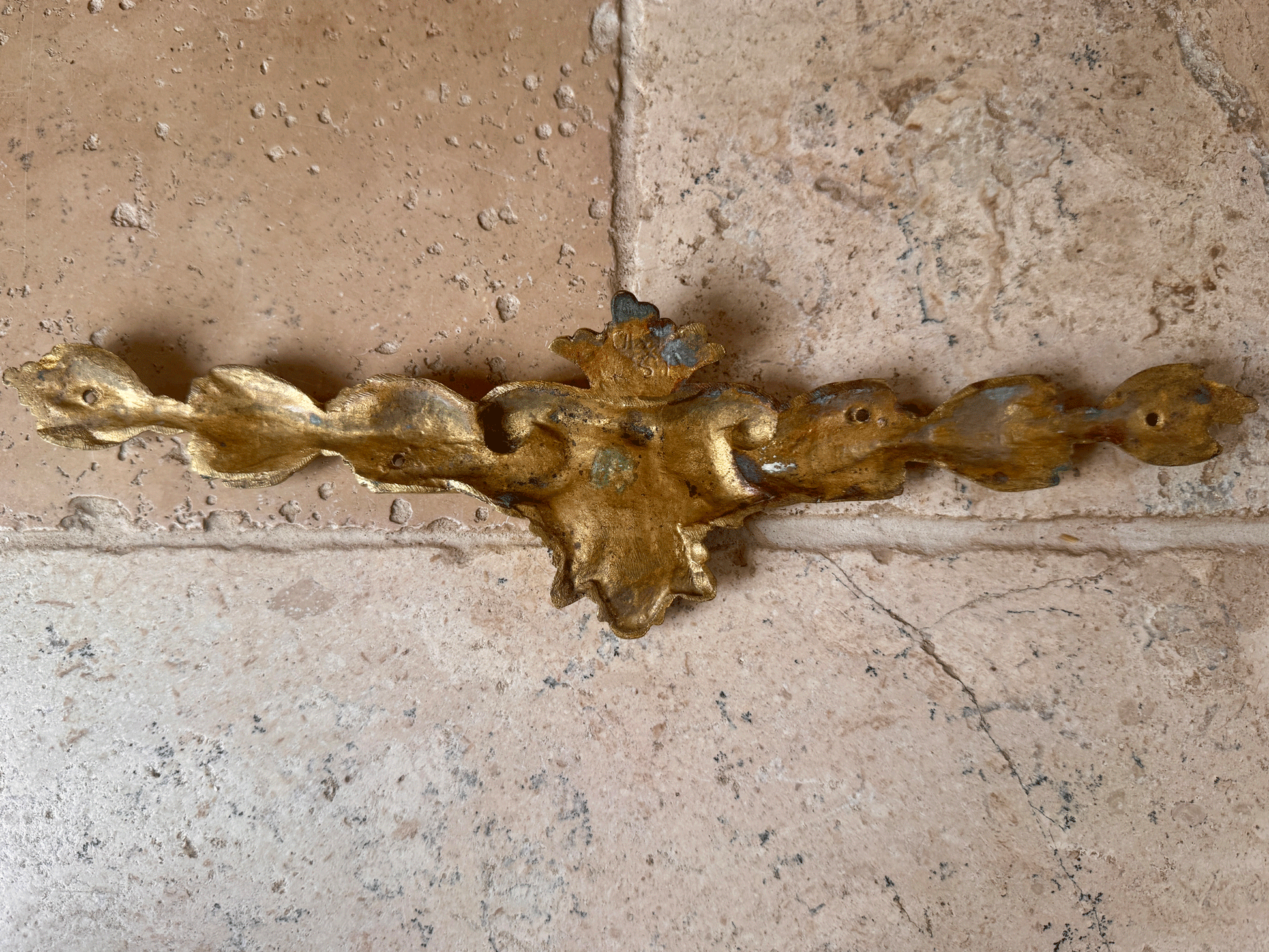 antique french ormolu brass furniture pediment wall hanging plaque decorative