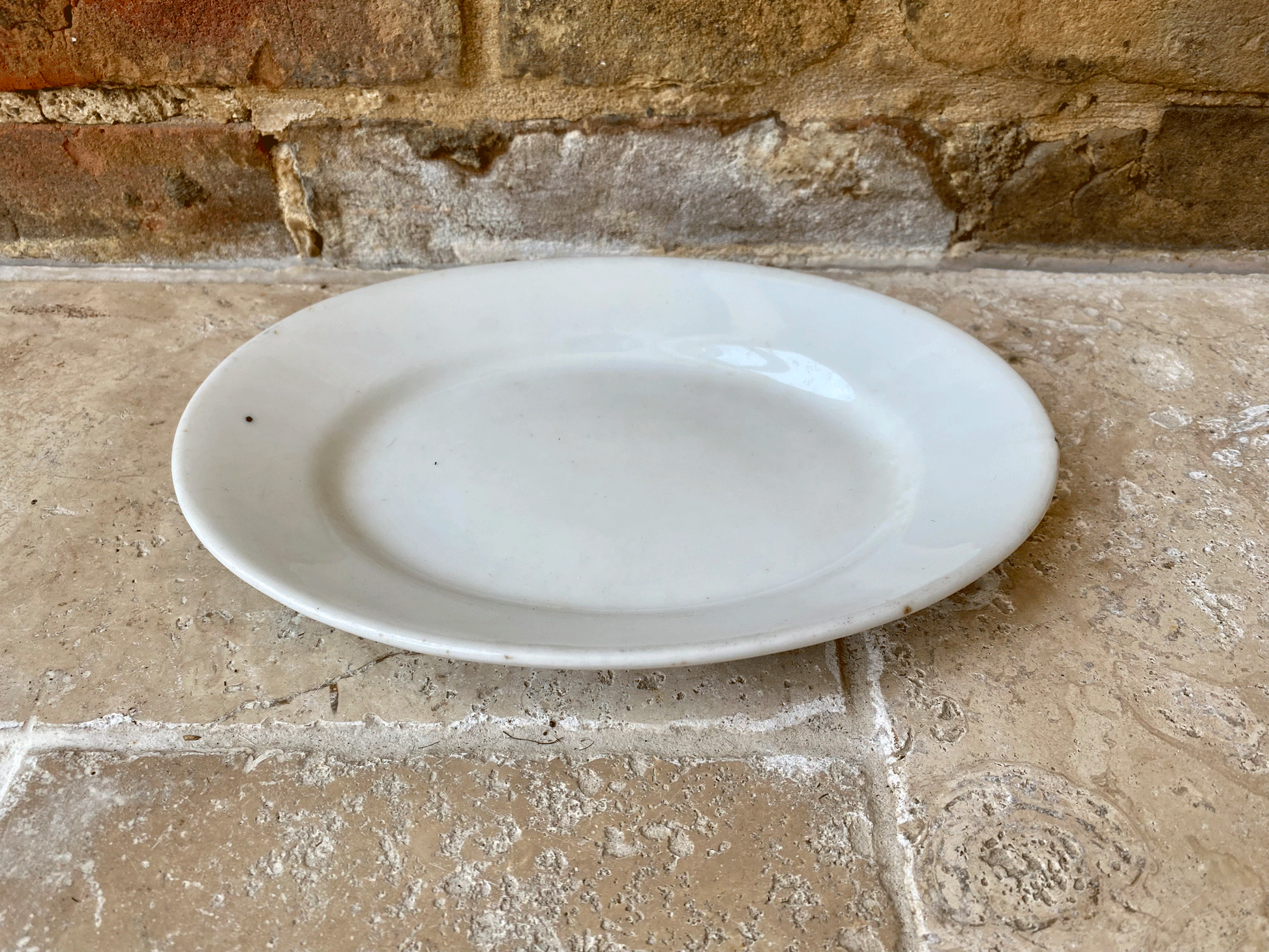 antique early 20th century white ironstone french oval plate serving dish platter