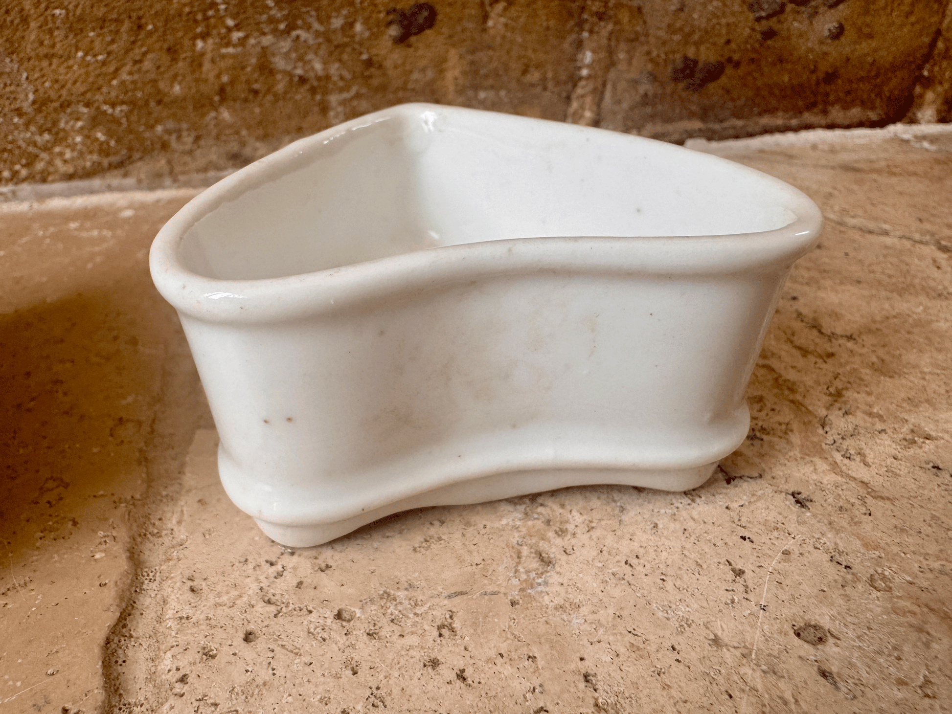 antique french small plain white ironstone pierced faisselle cheese mould