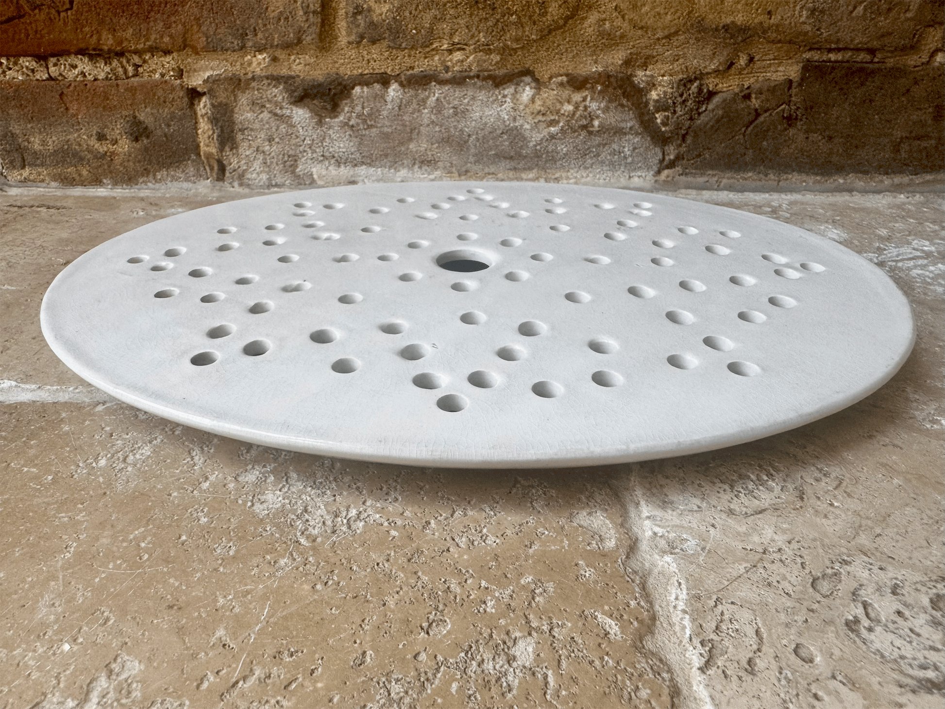 rare antique french plain white ironstone drainer plate pierced star pattern