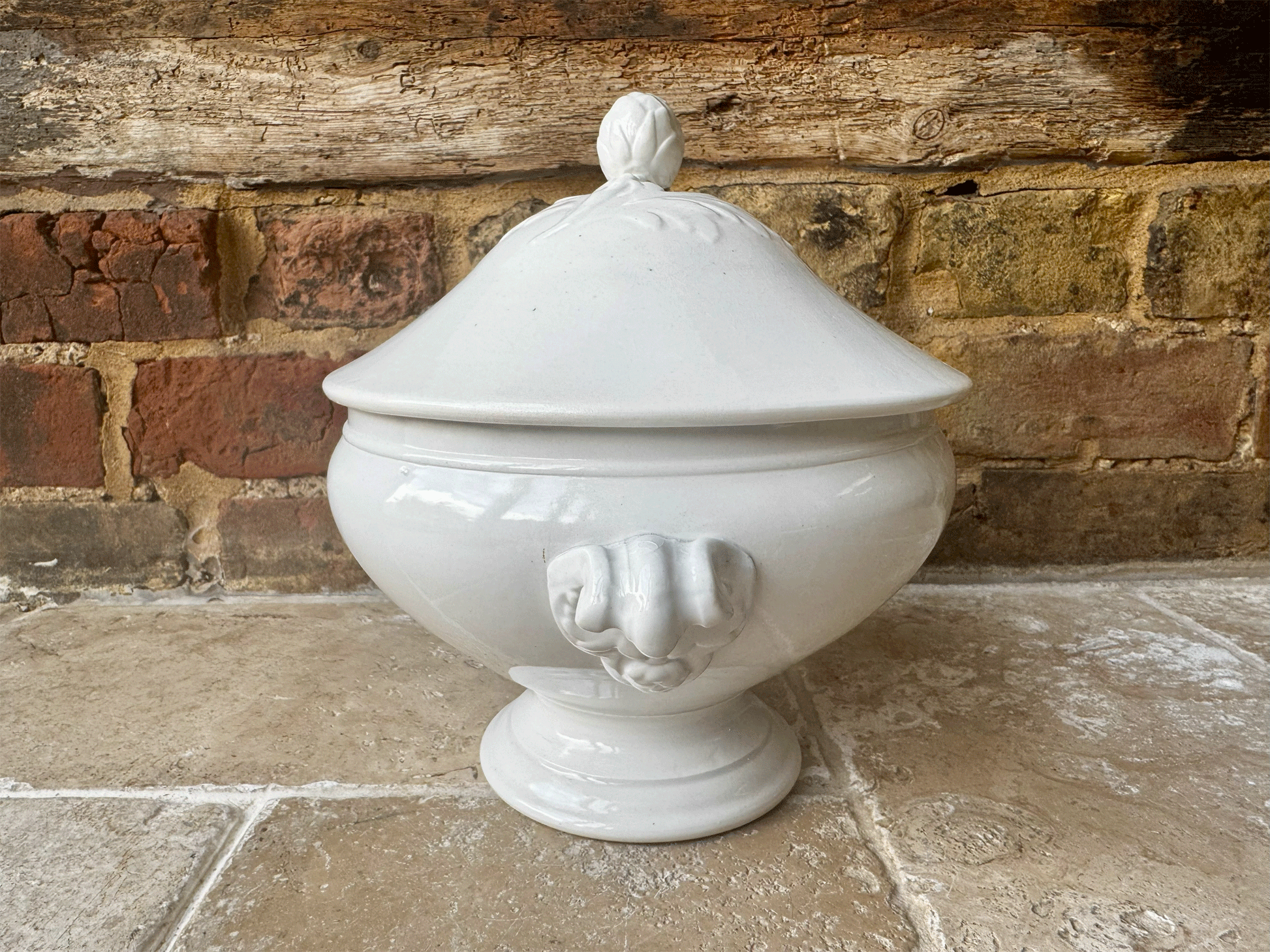 antique lidded white ironstone soupiere bowl tureen sarreguemines