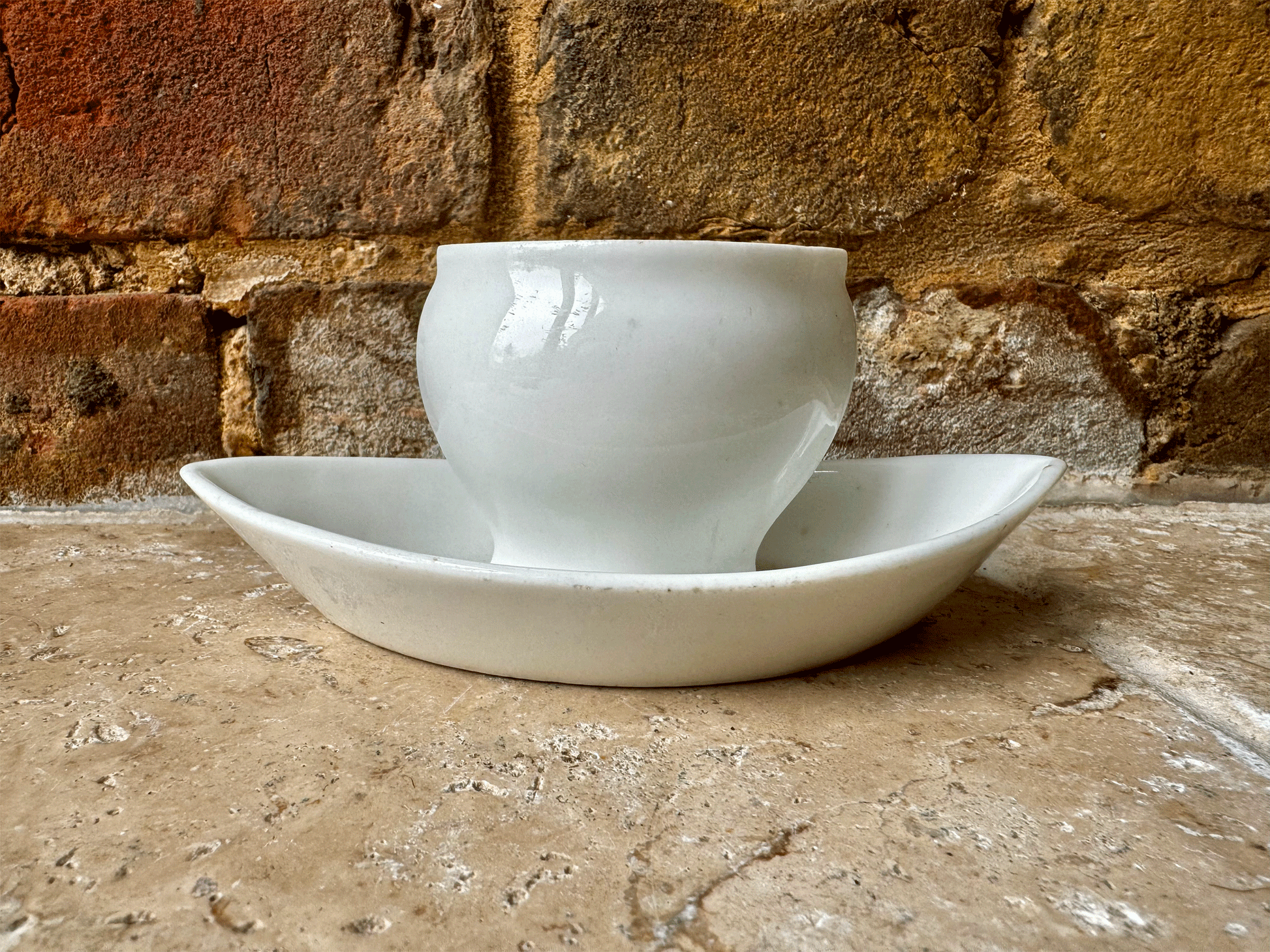 antique french plain white ironstone mustard sauce serving dish pot