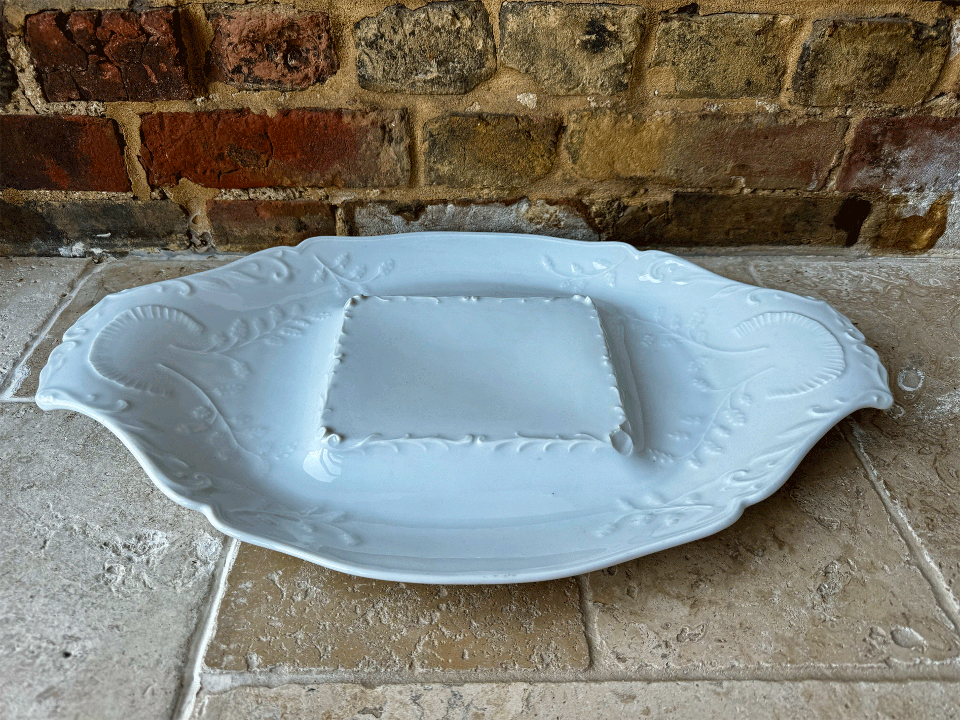 rare antique french extra large decorative white ironstone patisserie stand platter