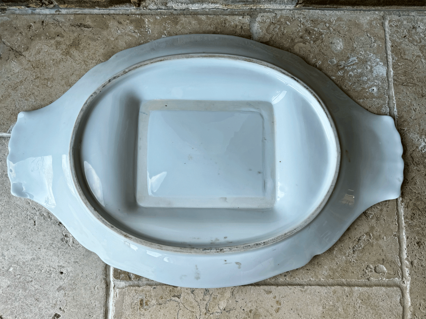 rare antique french extra large decorative white ironstone patisserie stand platter