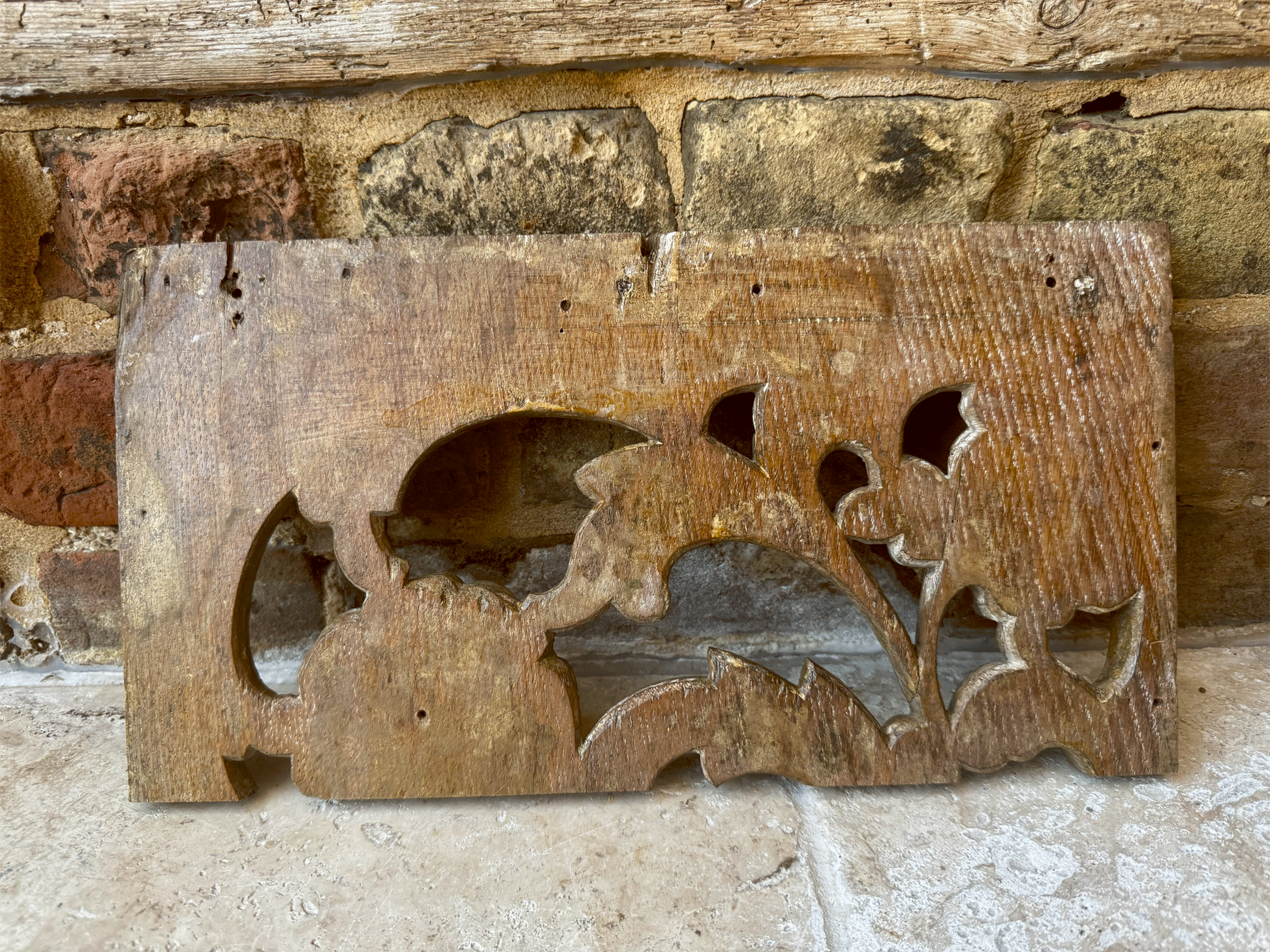 antique french carved wooden treen 18th century baroque religious church wall hanging