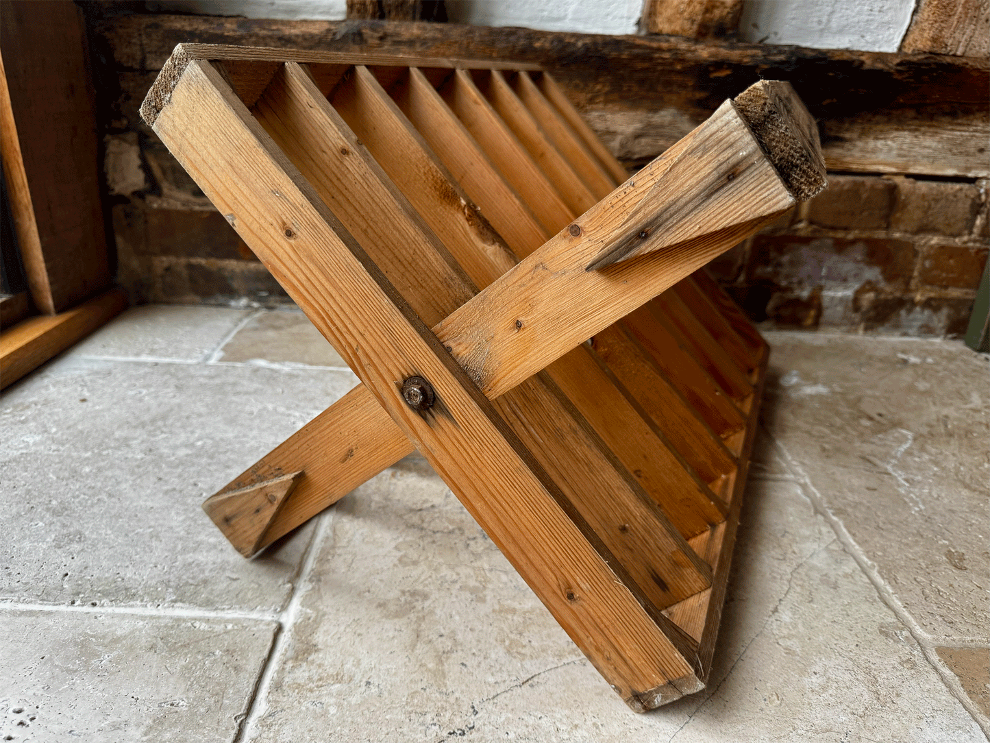 rare antique french large wooden boulangerie cake tart pie cooling rack plate display stand