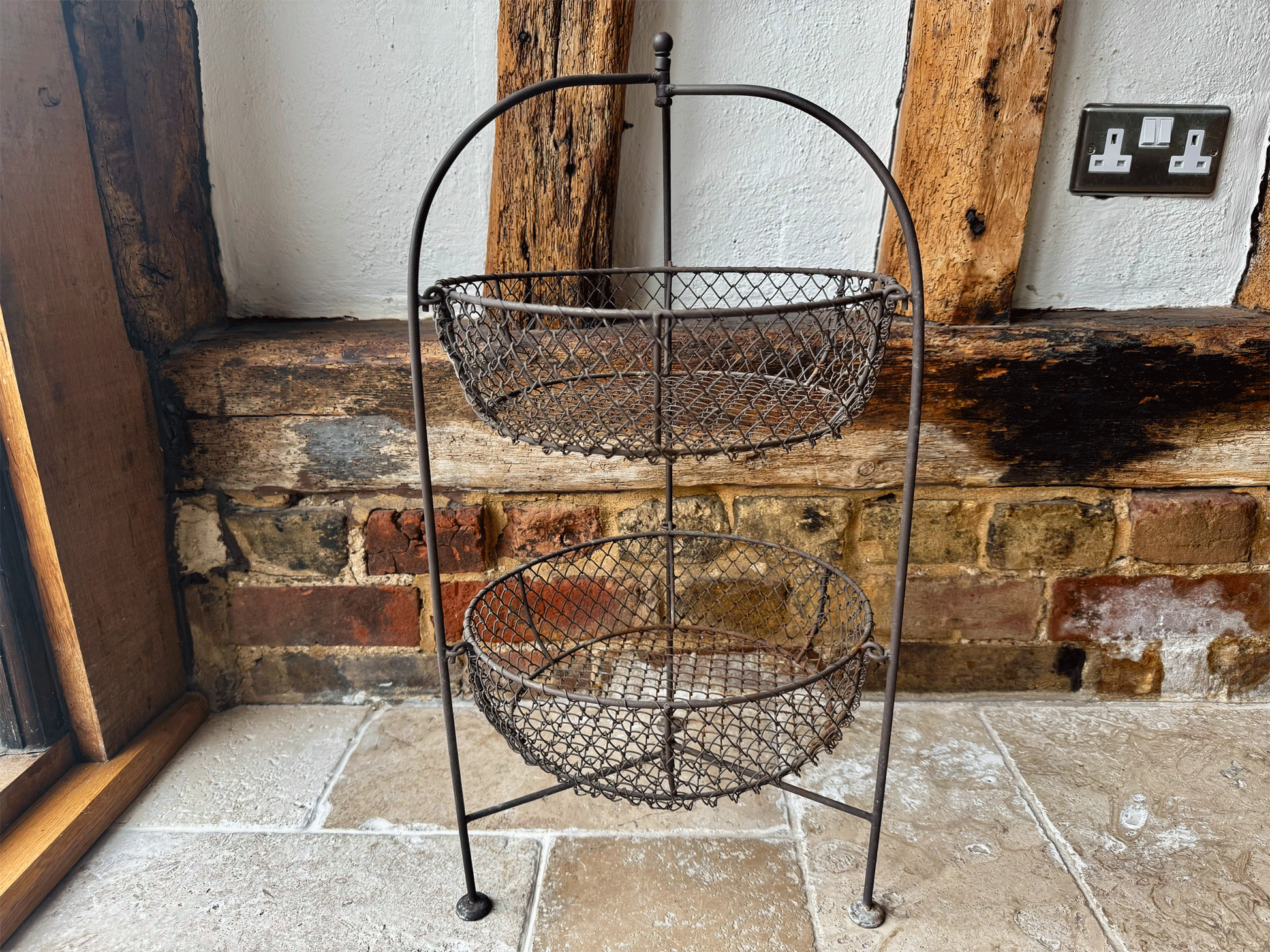 rare antique french large wirework display stand pot plate plants