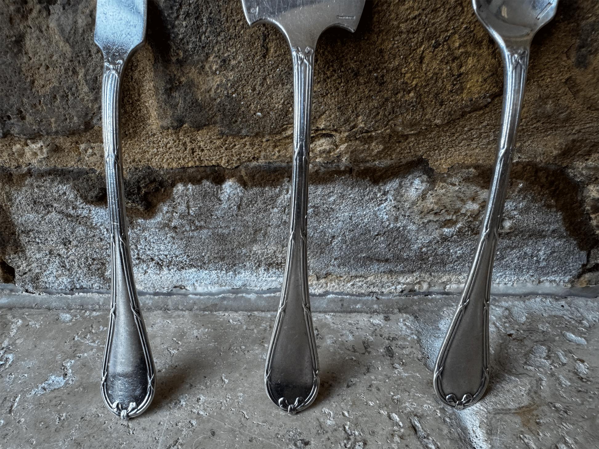 antique french charles christofle silver plated cutlery set pickle garnish fork sugar shovel