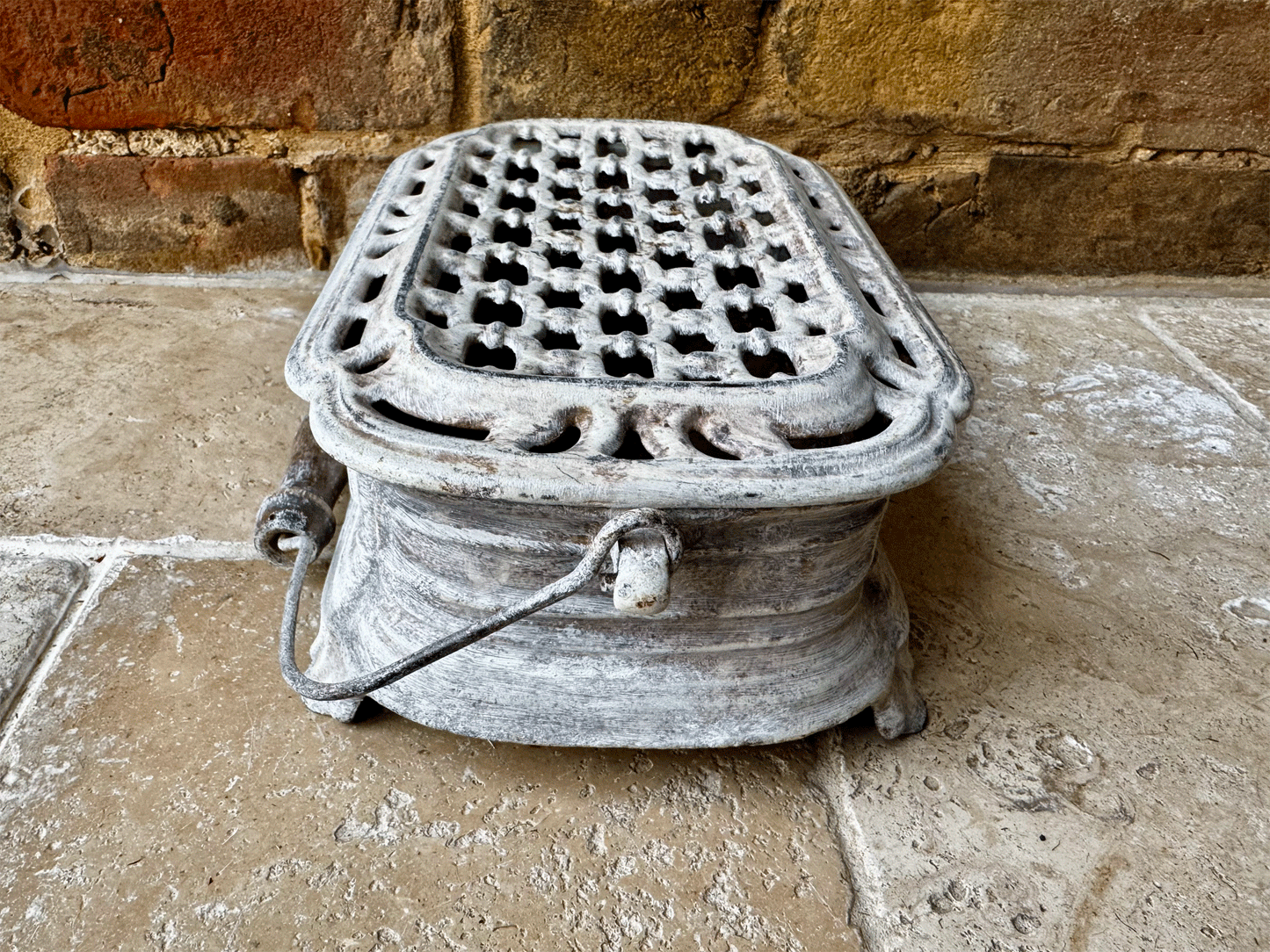 french decorative antique cast iron chaufferette foot warmer alfred corneaux charleville