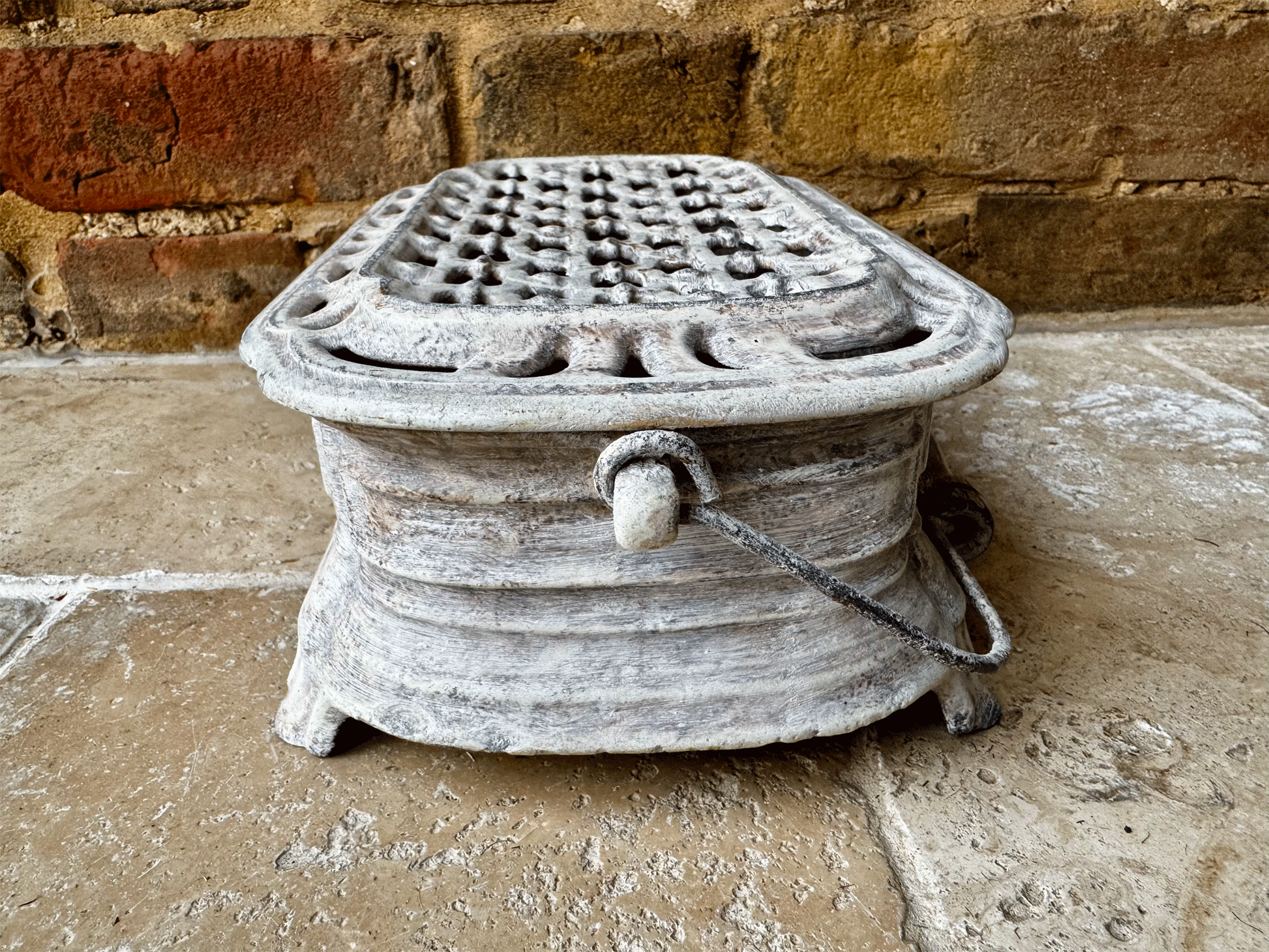 french decorative antique cast iron chaufferette foot warmer alfred corneaux charleville