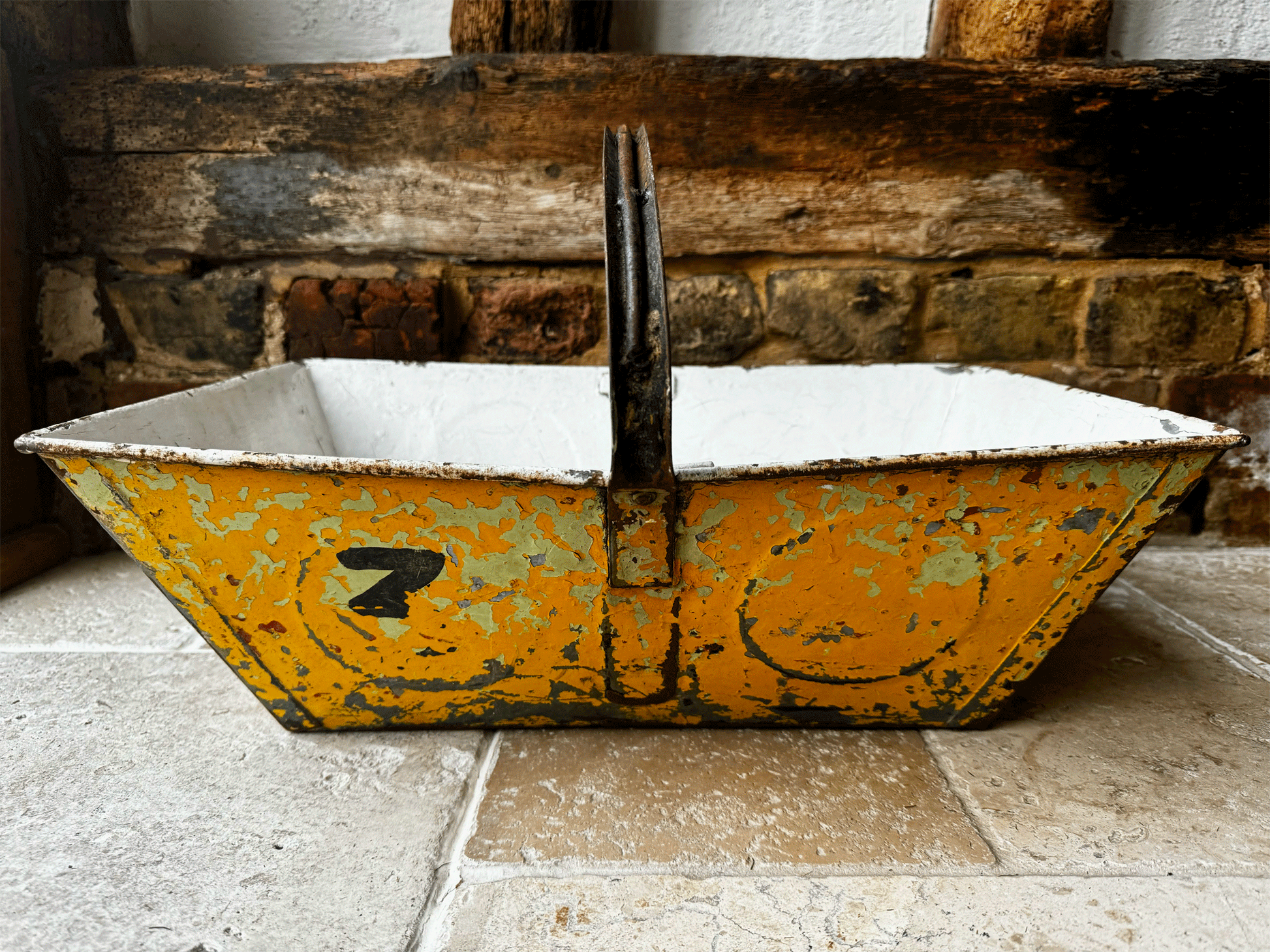 rustic chippy antique french cast iron panted trug