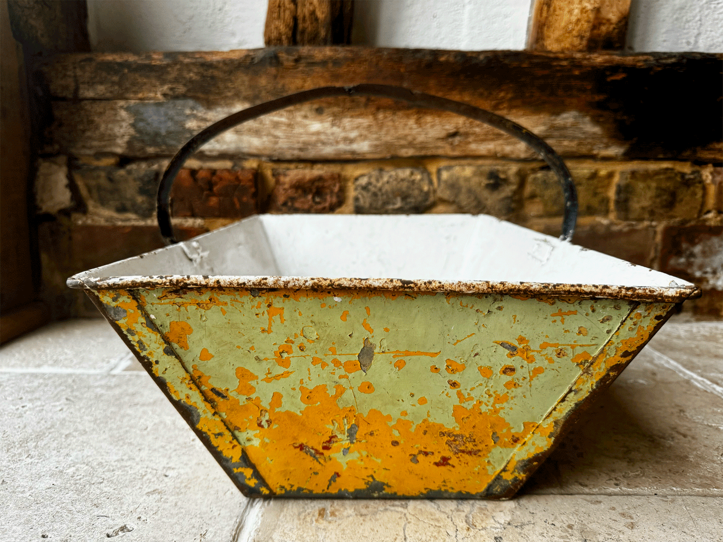 rustic chippy antique french cast iron panted trug